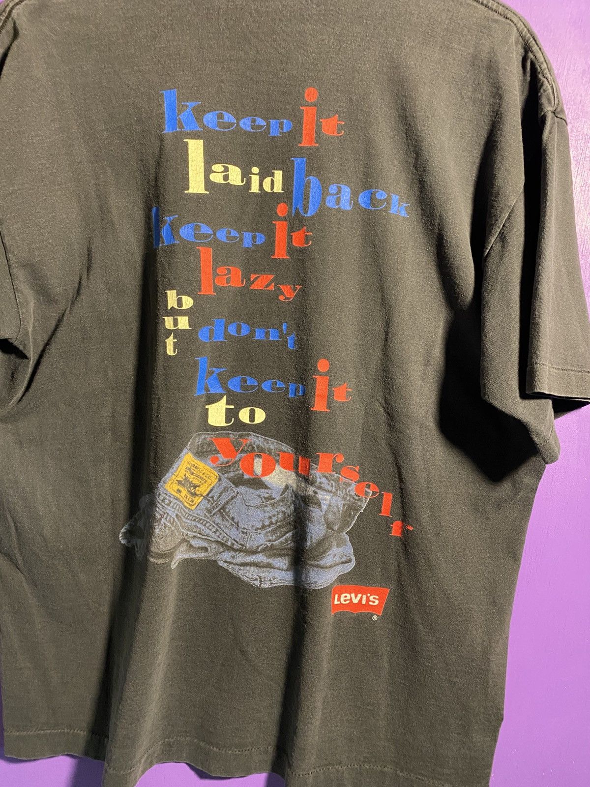 Levi's Vintage 90s Levis keep it laid back faded t-shirt Size US L / EU 52-54 / 3 - 3 Thumbnail