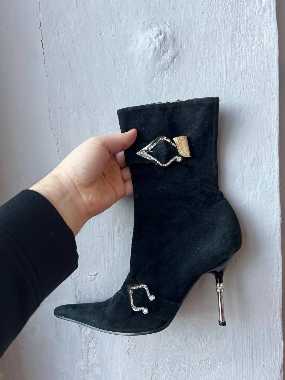 Gucci 1960/70 GUCCI MADE IN ITALY BLACK SUEDE BOOTS HEELS SIZE 38 Size US 8 / IT 38 - 17 Thumbnail