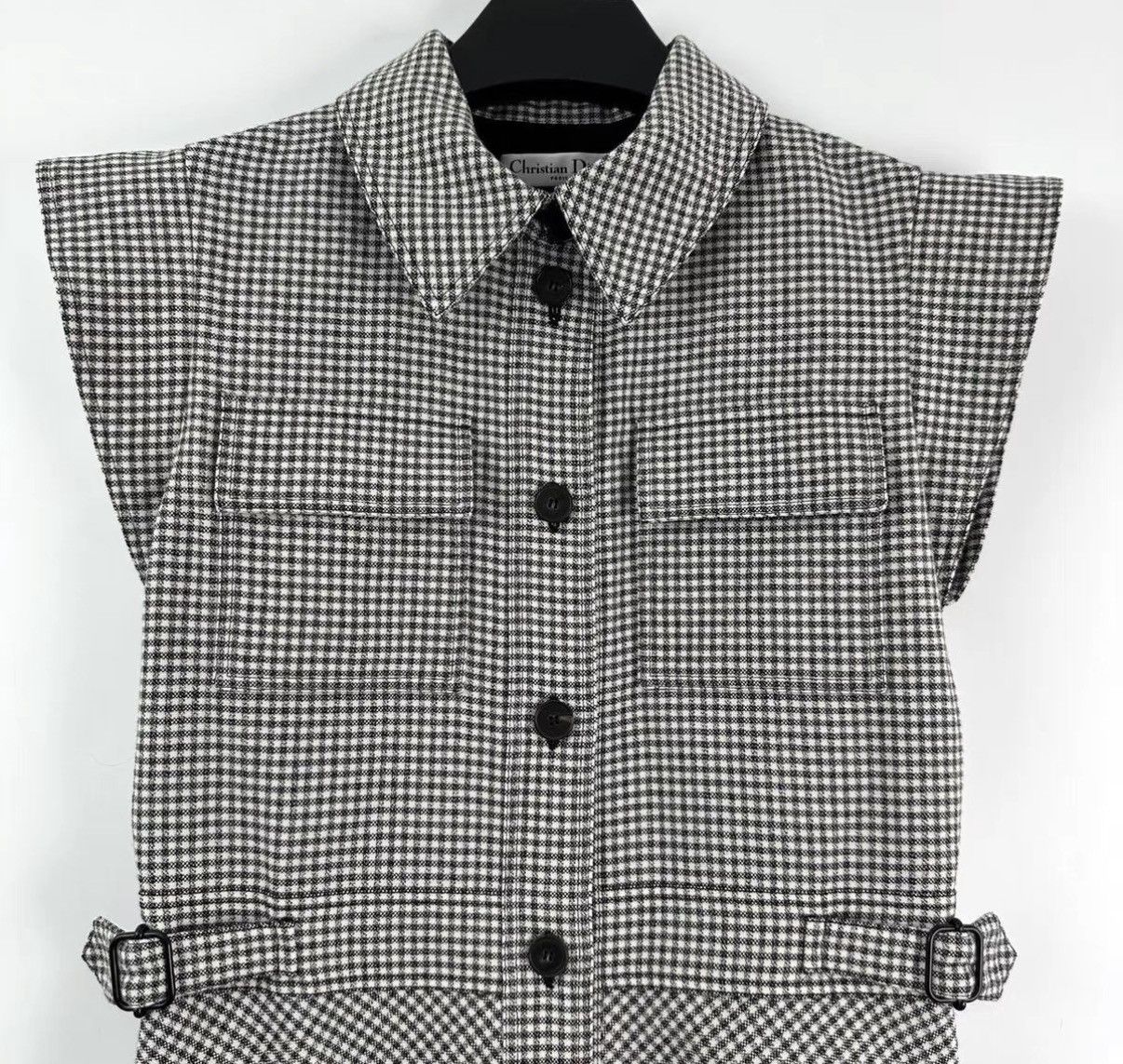 Dior Dior Houndstooth Sleeveless Wool Dress Women's K12 Size XS / US 0-2 / IT 36-38 - 4 Thumbnail