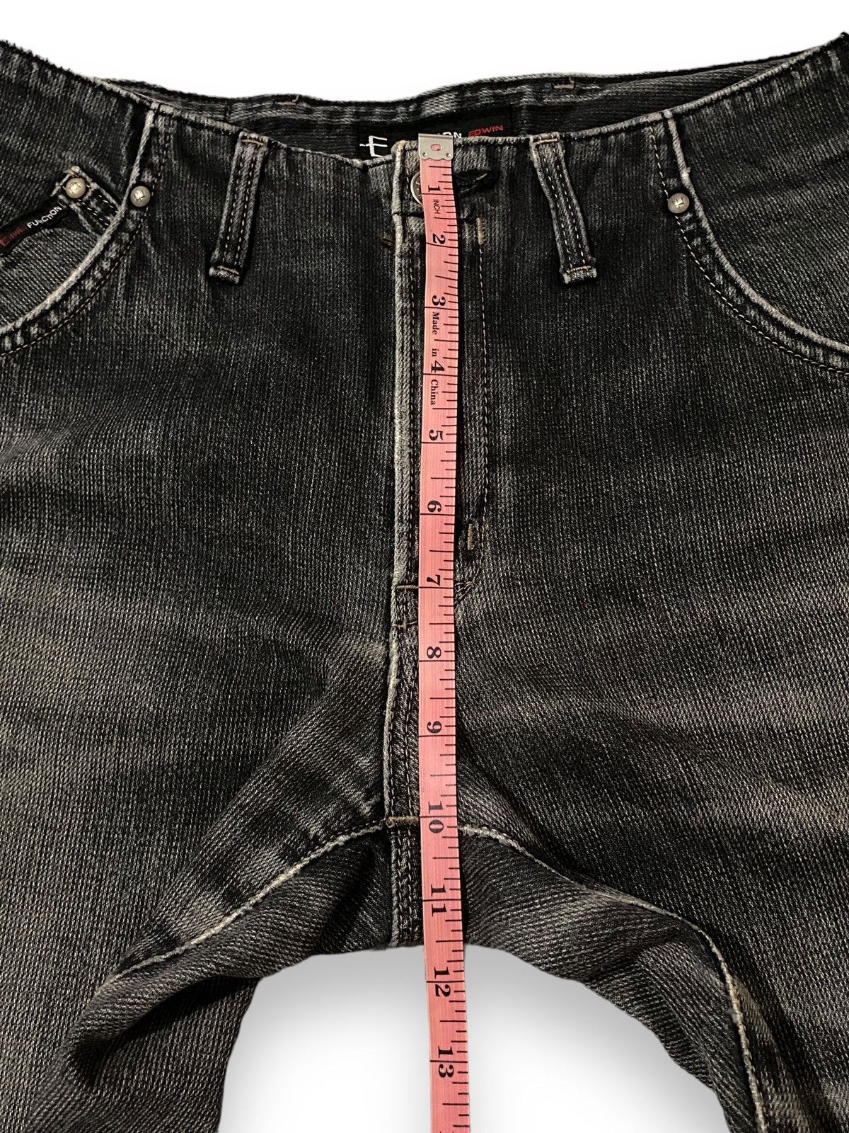 Edwin × Japanese Brand × Le Grande Bleu (L.G.B.) Vintage Edwin E Function Black Faded Curved Leg Jeans Pants Size US 31 - 14 Thumbnail