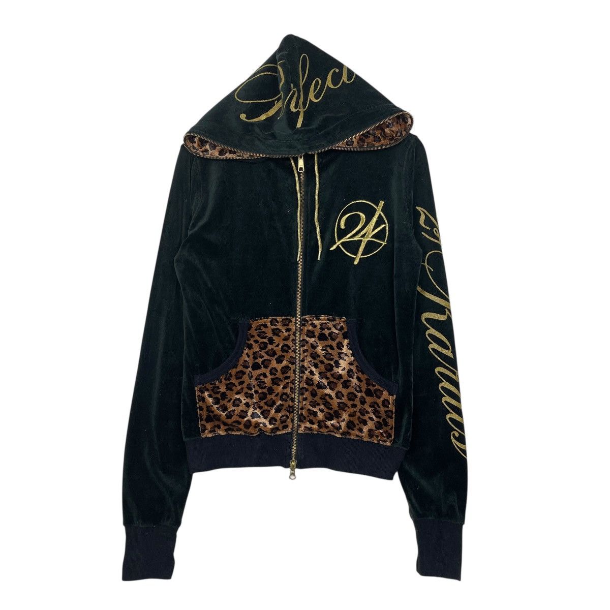 Japanese Brand 24 Karats Digger Big Logo Zipper Velvet Hoodie Size Small Size US S / EU 44-46 / 1 - 1 Thumbnail