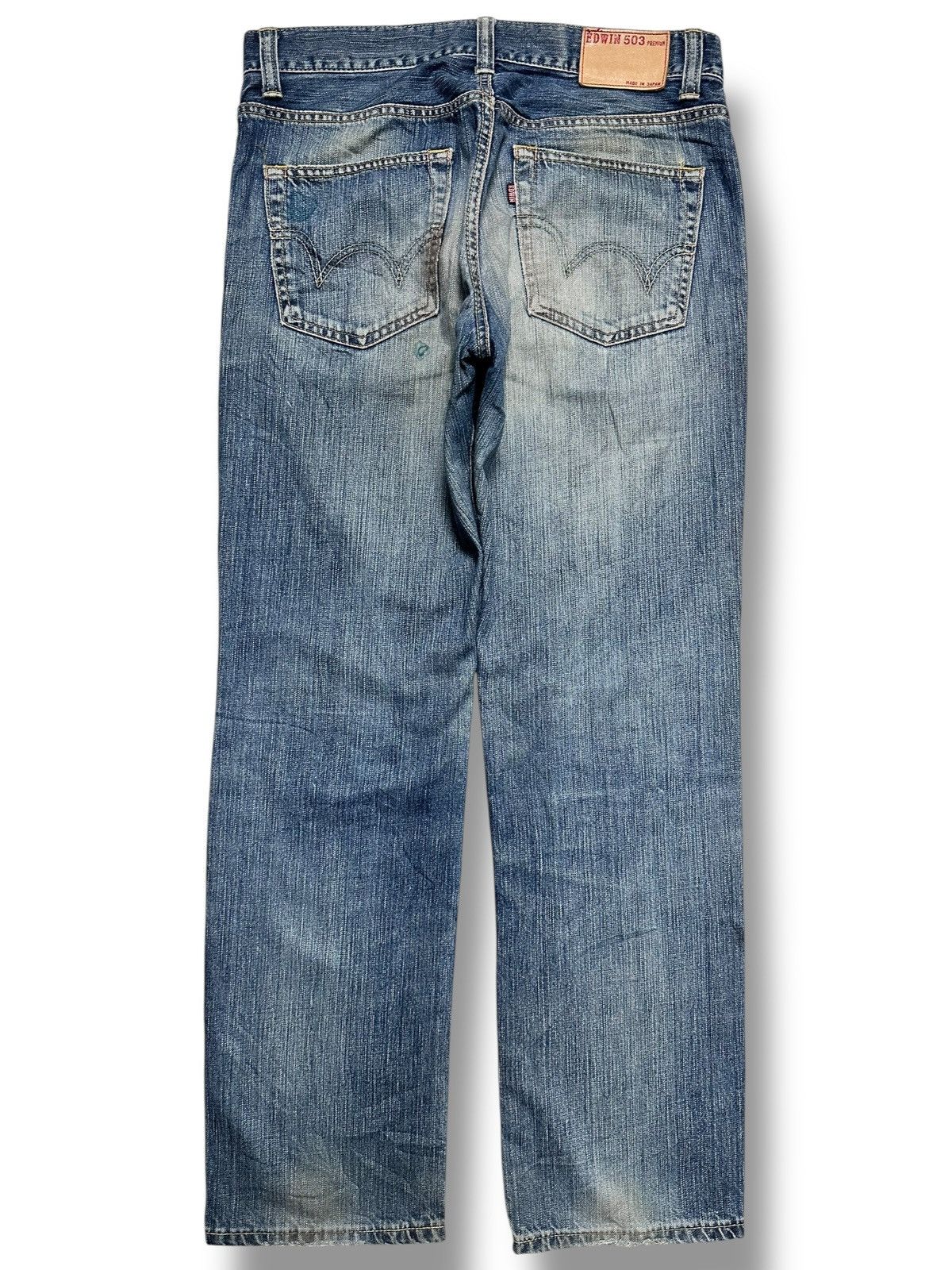 Edwin Edwin 503 Premium Straight Leg Japan Jeans Distressed Faded Size US 33 - 3 Thumbnail