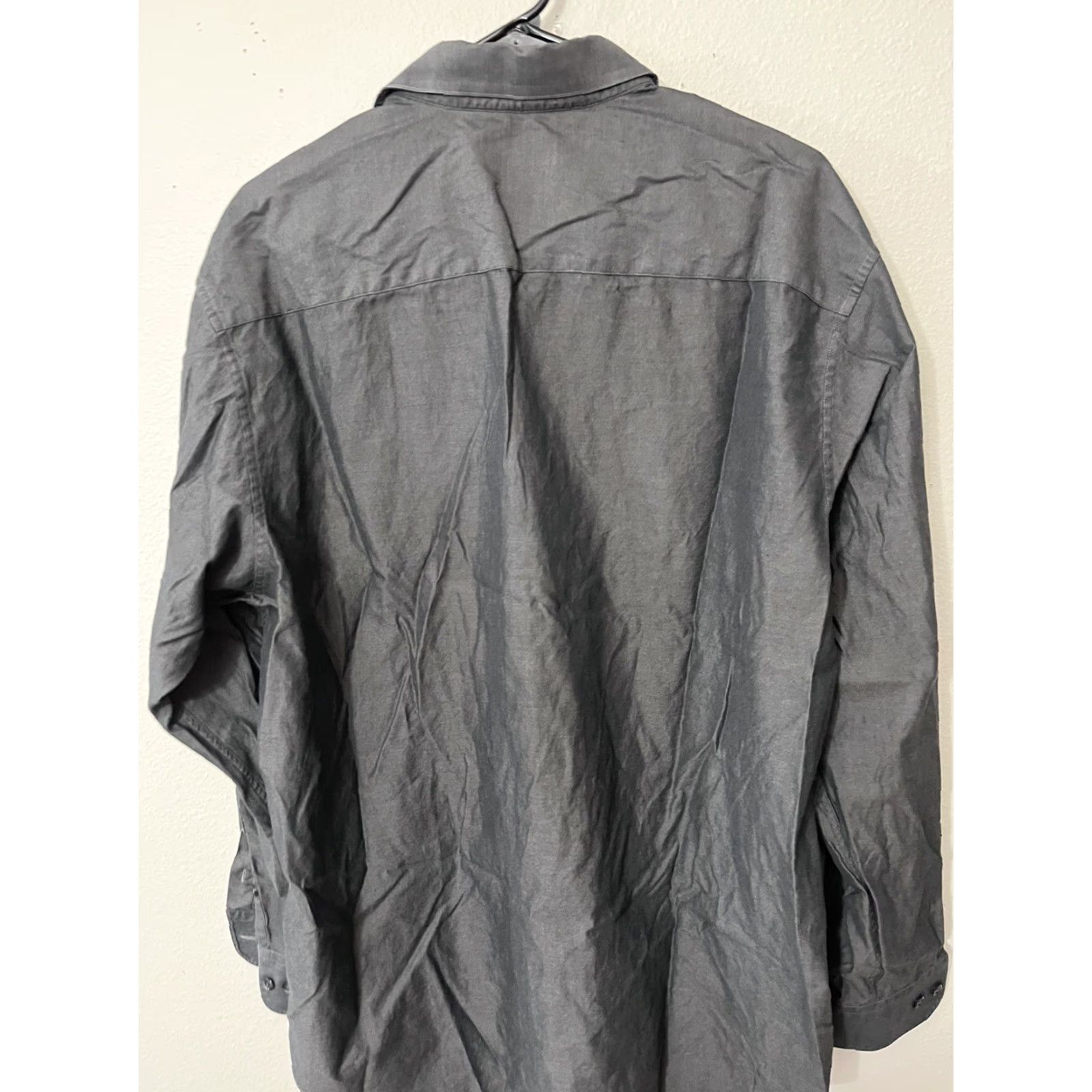 Alfani VINTAGE Alfani Shirt Mens Large Pinpoint Dark Gray Long Sleeve Button-Up 90s Mens Regular Size L Gray Size US L / EU 52-54 / 3 - 2 Thumbnail