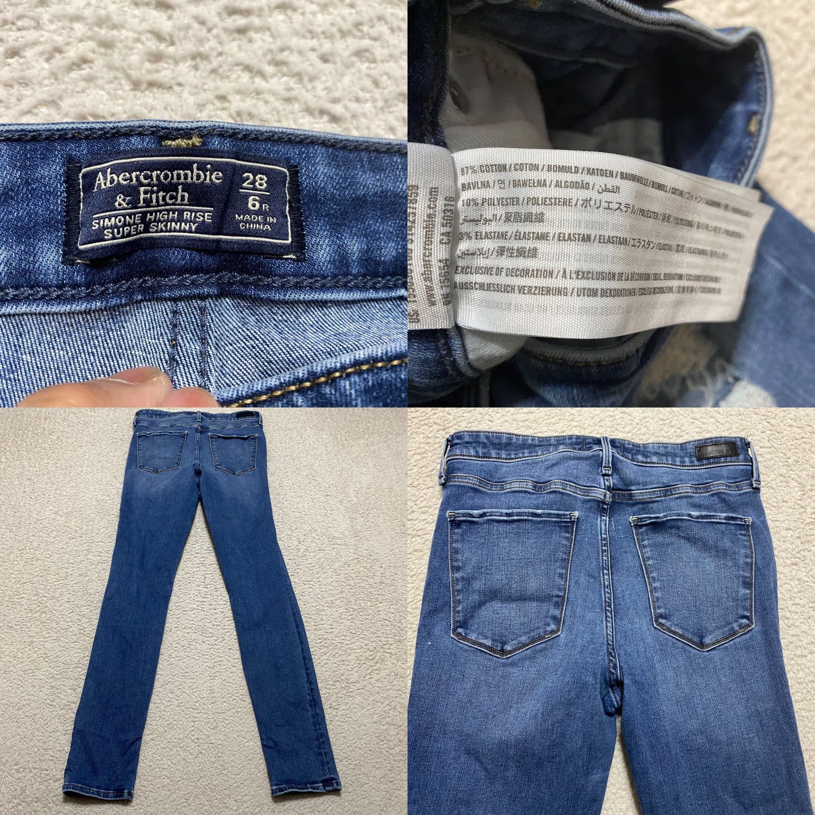 Abercrombie & Fitch Abercrombie & Fitch Women Jeans 28 Blue Denim High Rise Slim Distressed Stretch Size 27" / US 4 / IT 40 - 8 Thumbnail