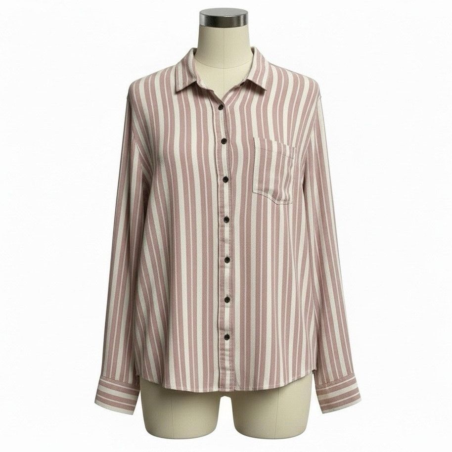 Other Jach’s Girlfriend Pink Striped Button Down Blouse Shirt Med Size M / US 6-8 / IT 42-44 - 1 Thumbnail