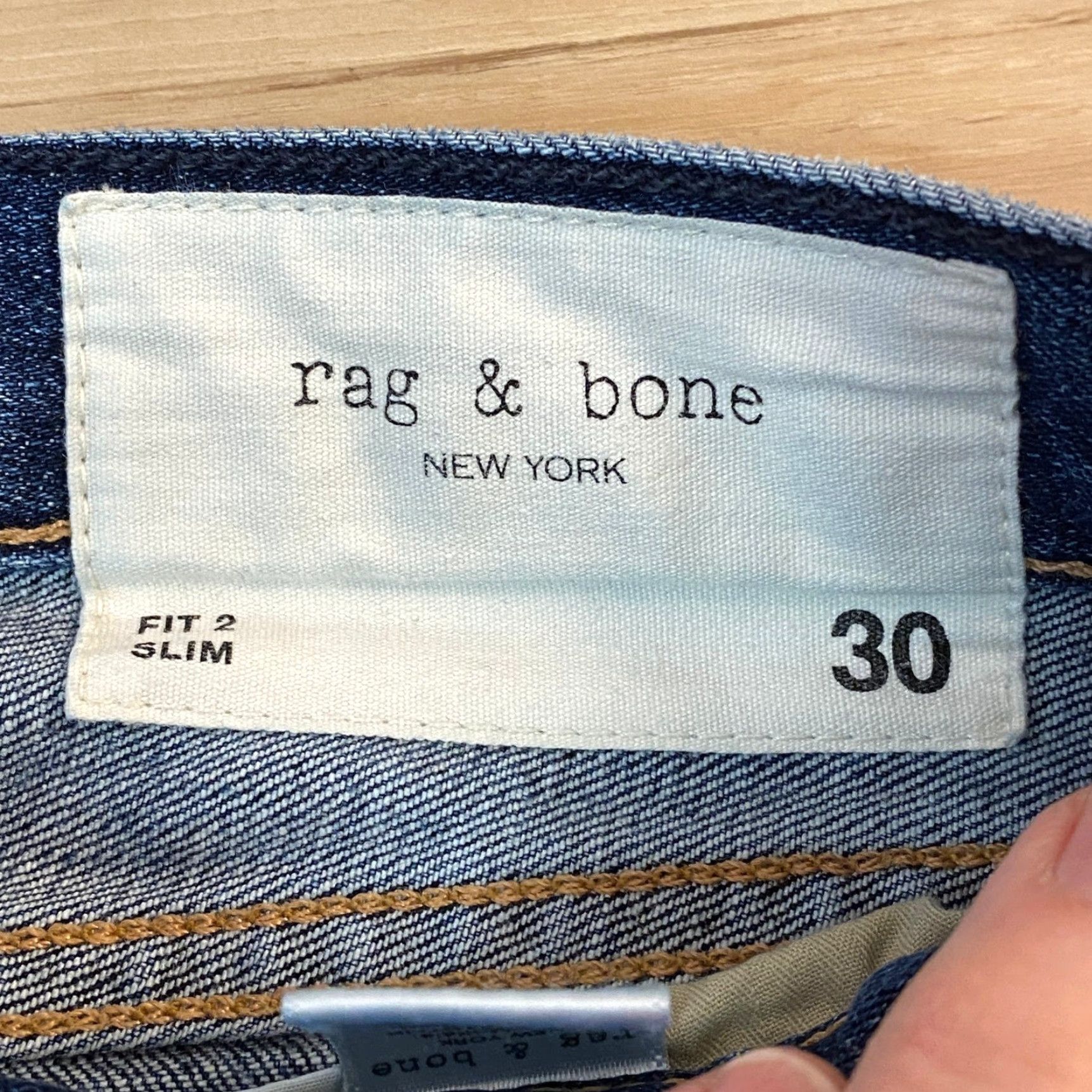 Rag & Bone Rag & bone Slim Jeans Mens 30 x 32 Blue Wash Button Fly Denim Cotton Polyester Blend Slim Fit Jeans Men Blu Size US 30 / EU 46 - 3 Thumbnail
