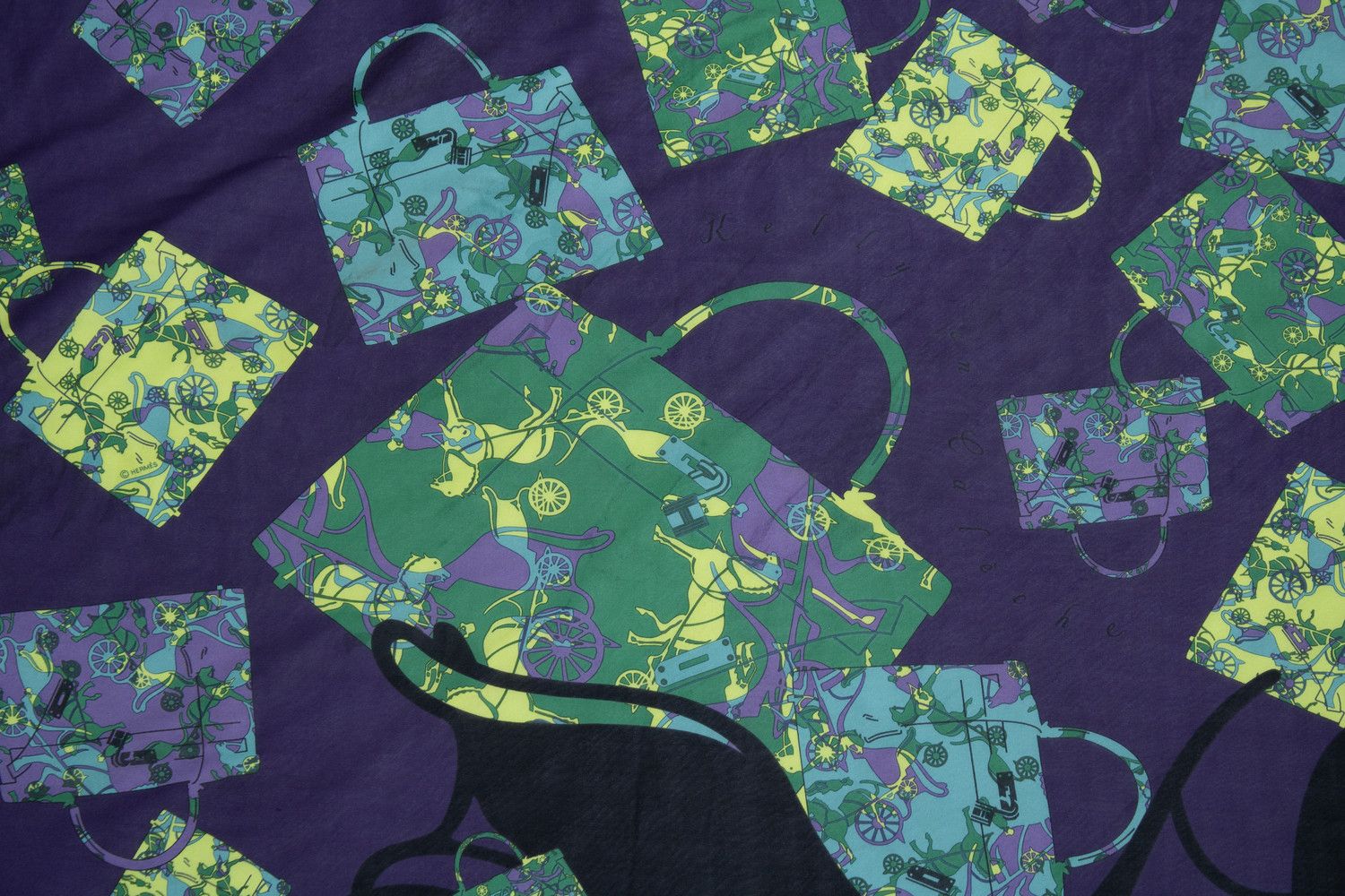 Hermes Hermes, Kelly horse carriage silk scarf in purple Size ONE SIZE - 8 Thumbnail