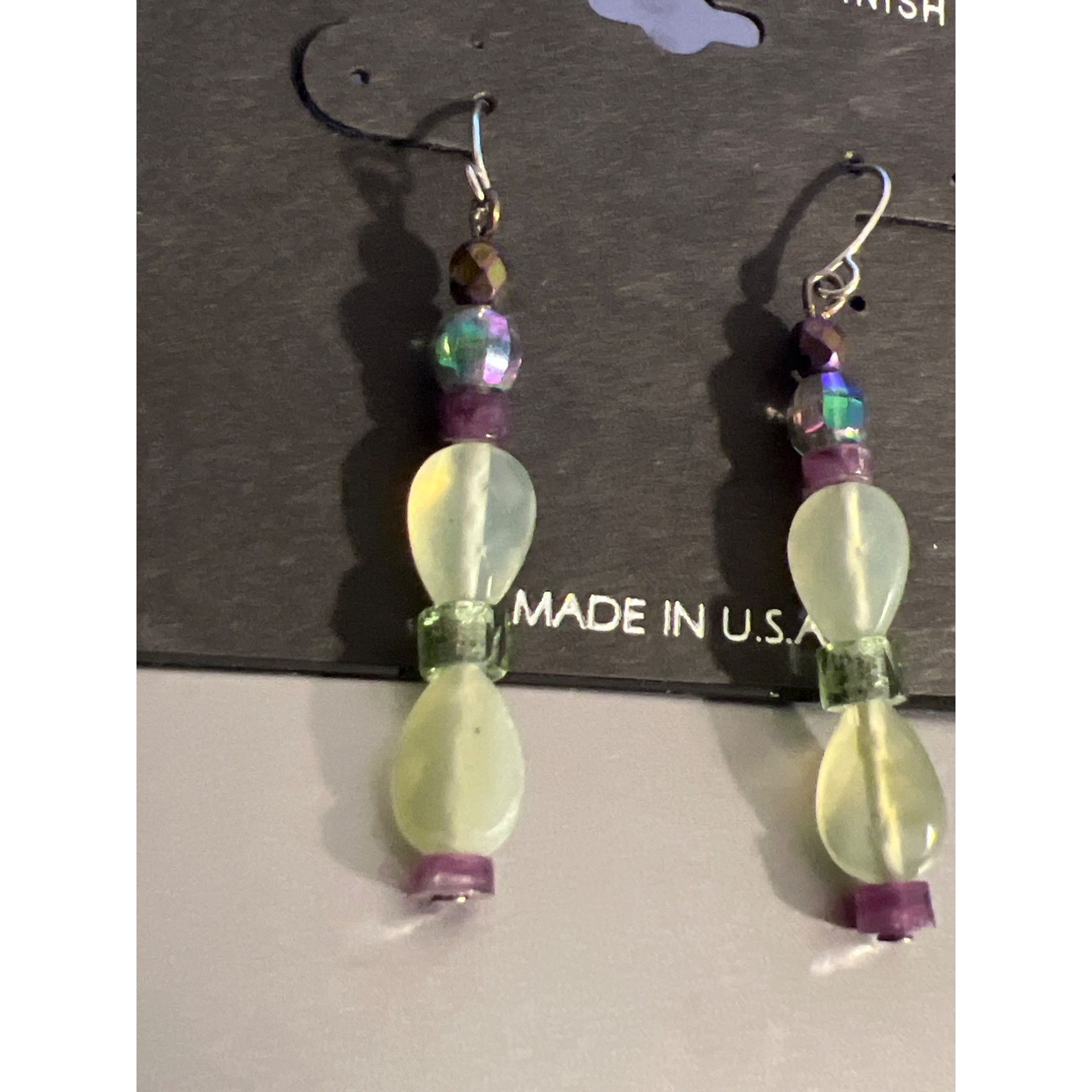 Other Handcrafted Sterling Silver Finish Art Glass Dangle Earrings Size ONE SIZE - 2 Thumbnail