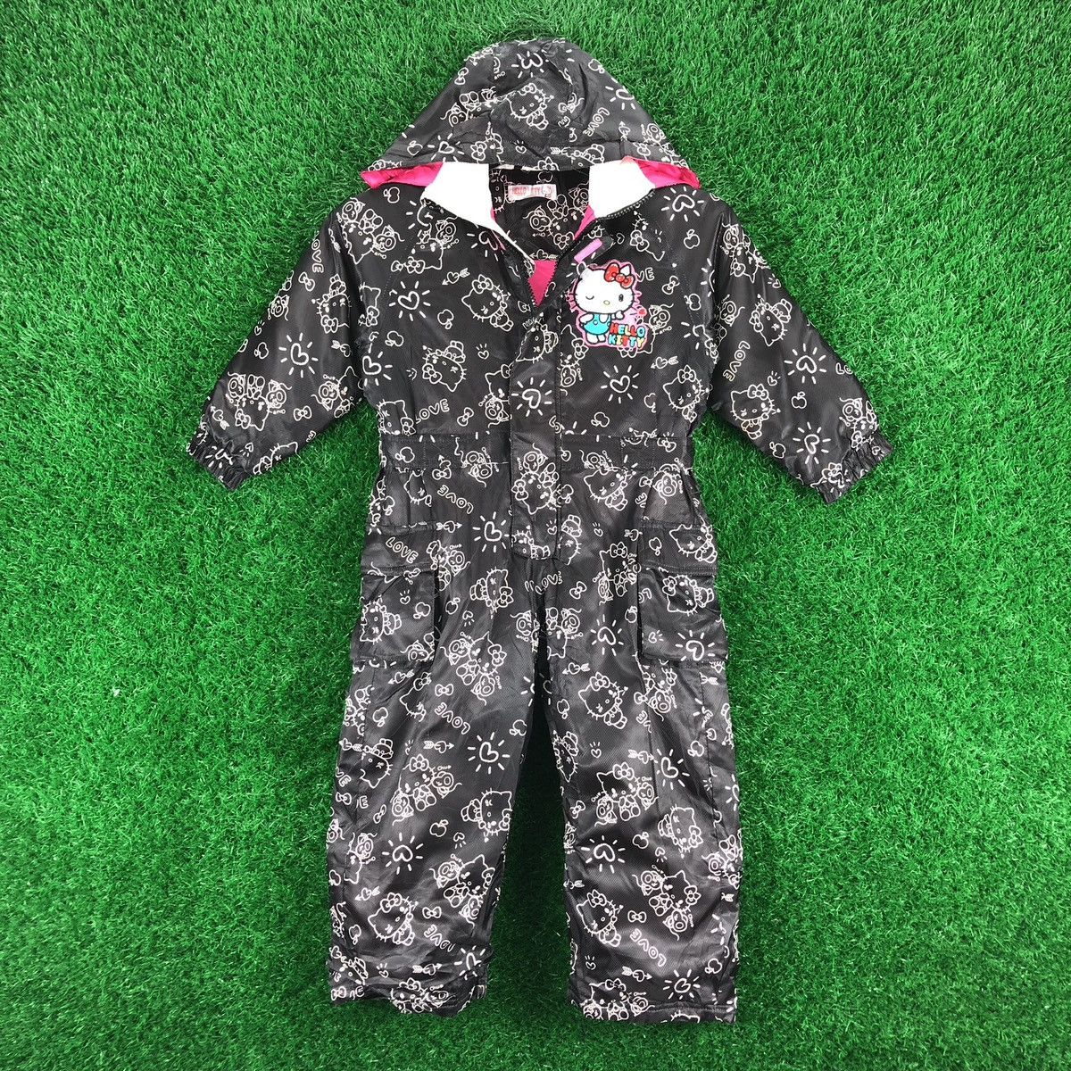 image of Cartoon Network A/w2016 Hello Kitty Fullprint Ski Coverall For Kid in Black (Size 26)