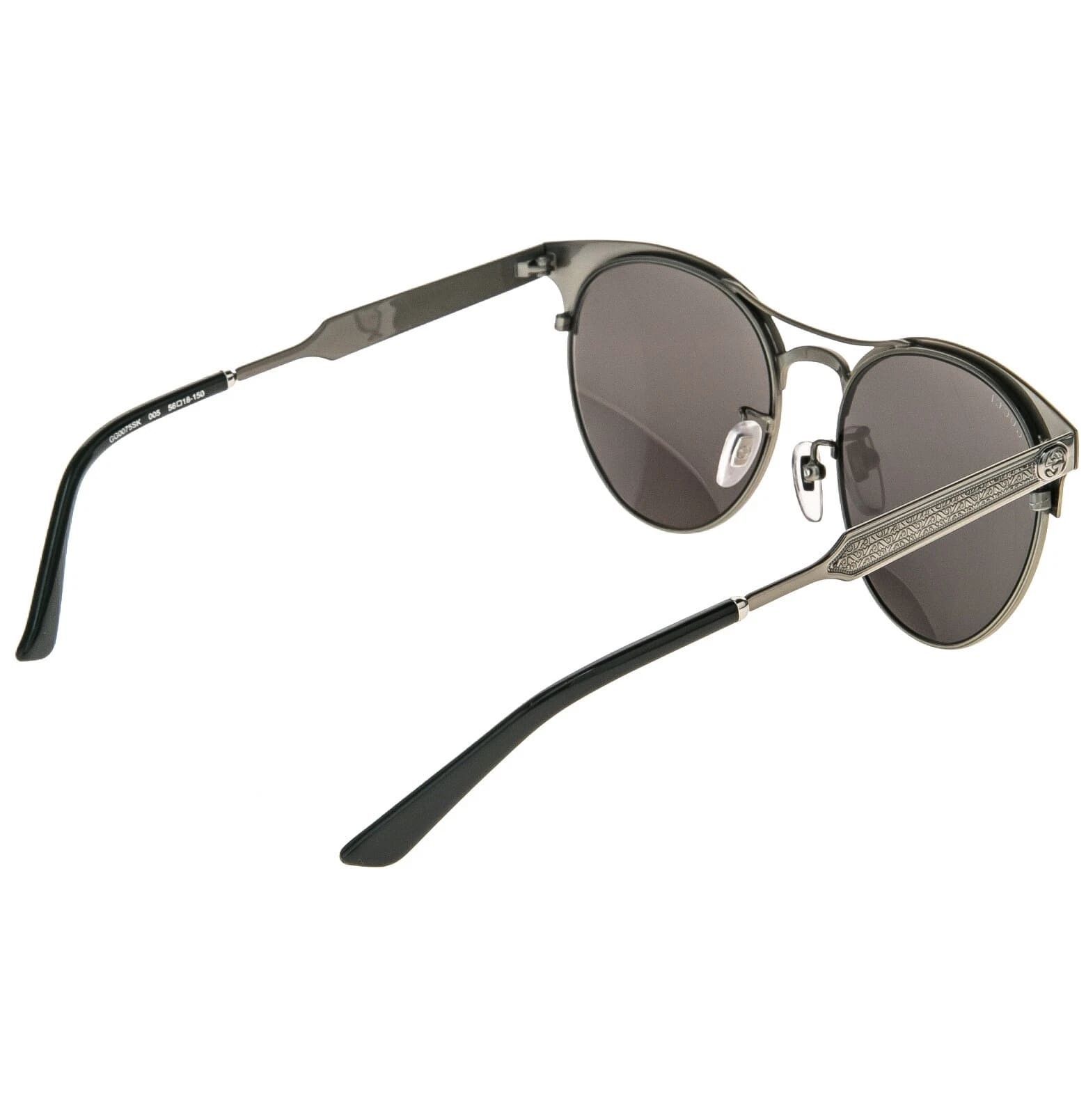 Gucci GUCCI 0075 GG0075S Ruthenium Silver Mirrored Sunglasses 005 Size ONE SIZE - 5 Thumbnail