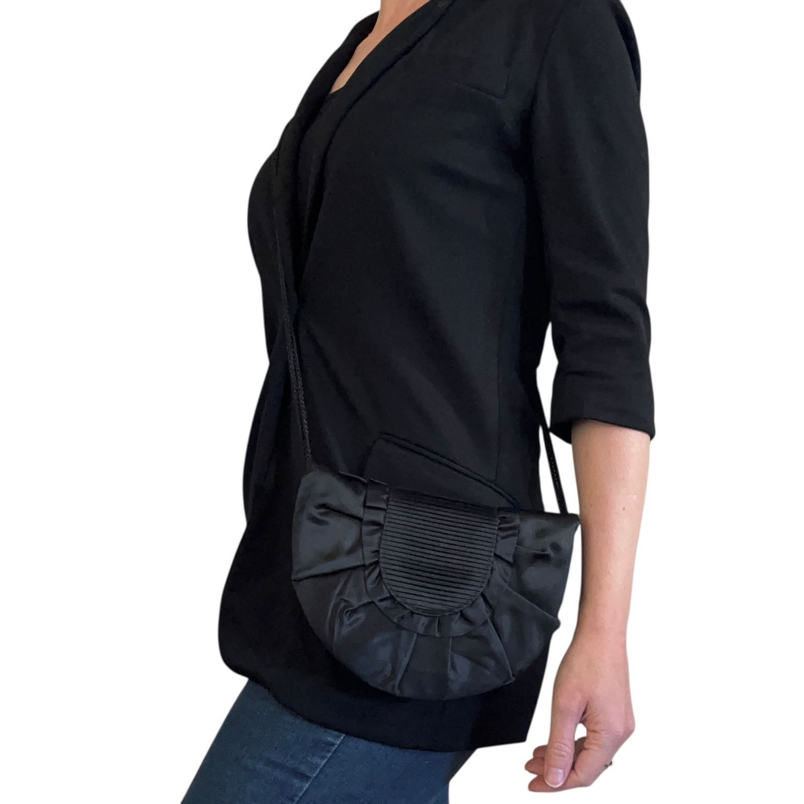 Vintage Timmy Woods Beverly Hills Collection Black Satin Evening Bag Size ONE SIZE - 9 Thumbnail
