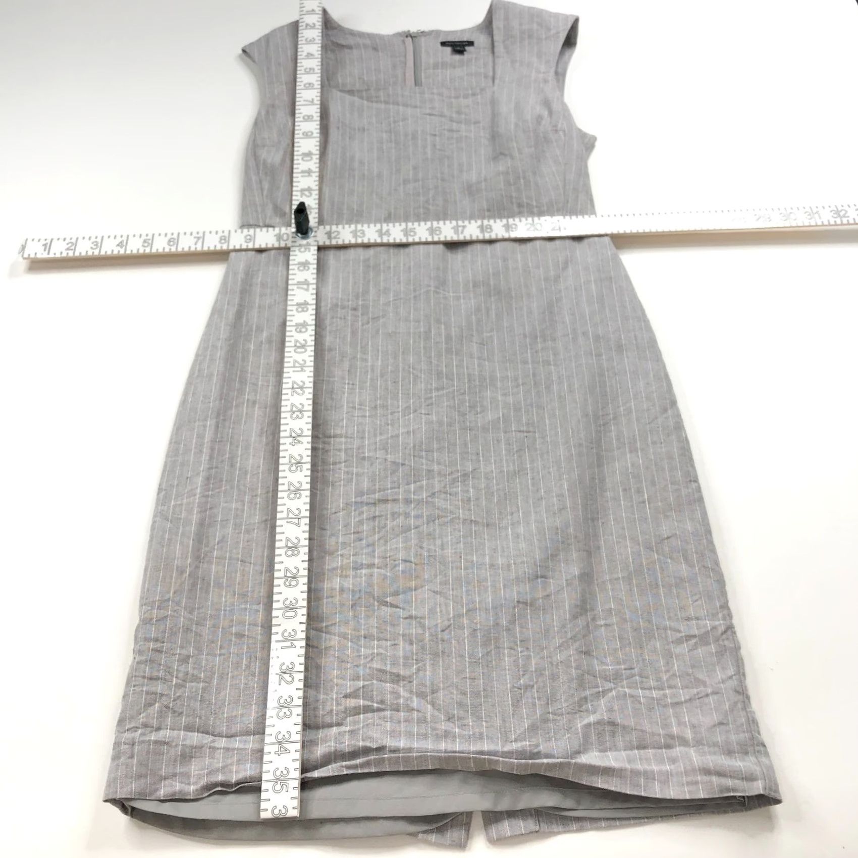 Talbots Talbots Linen Blend Square Neck Sleeveless Striped Above Knee Dress Gray 2 Mint Womens Sleeveless Casual Knee Length Vintage? (No) Size XS / US 0-2 / IT 36-38 - 6 Thumbnail