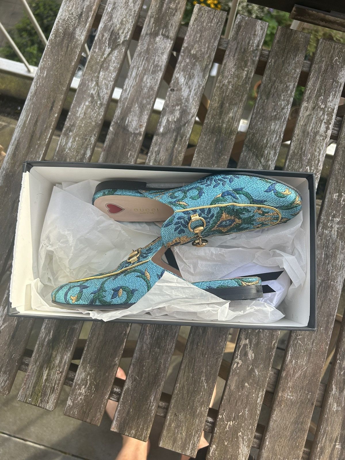 Gucci Blue Gucci Mules Size US 6 / IT 36 - 2 Thumbnail
