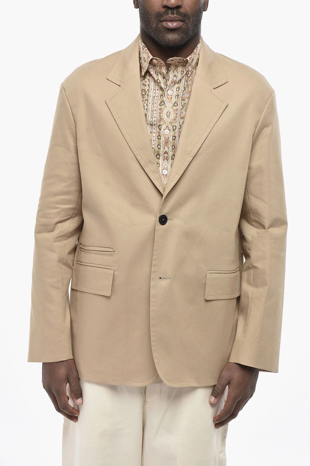 Lanvin og1mm0426 Unlined Cotton Blazer in Beige Size US M / EU 48-50 / 2 - 1 Thumbnail