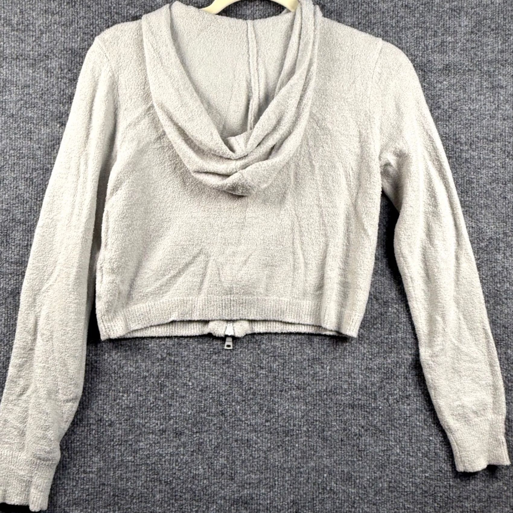 Vintage Sincerely Jules Cropped Zip Up Hoodie Knit Sweater Jacket Coquette Womens M Gray Size M / US 6-8 / IT 42-44 - 2 Thumbnail