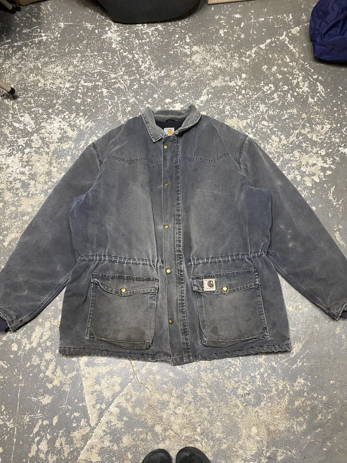 Carhartt × Vintage Vintage Carhartt Faded Chore Work Cape Jacket Size US XXL / EU 58 / 5 - 4 Thumbnail