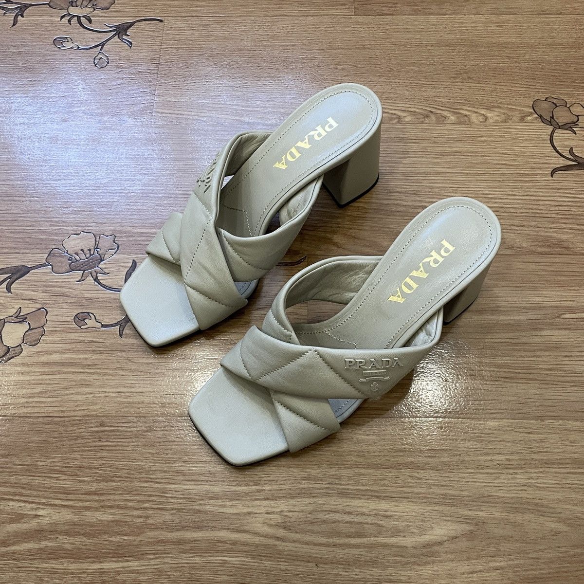 Prada Prada Beige Block Heels Size US 6 / IT 36 - 1 Thumbnail
