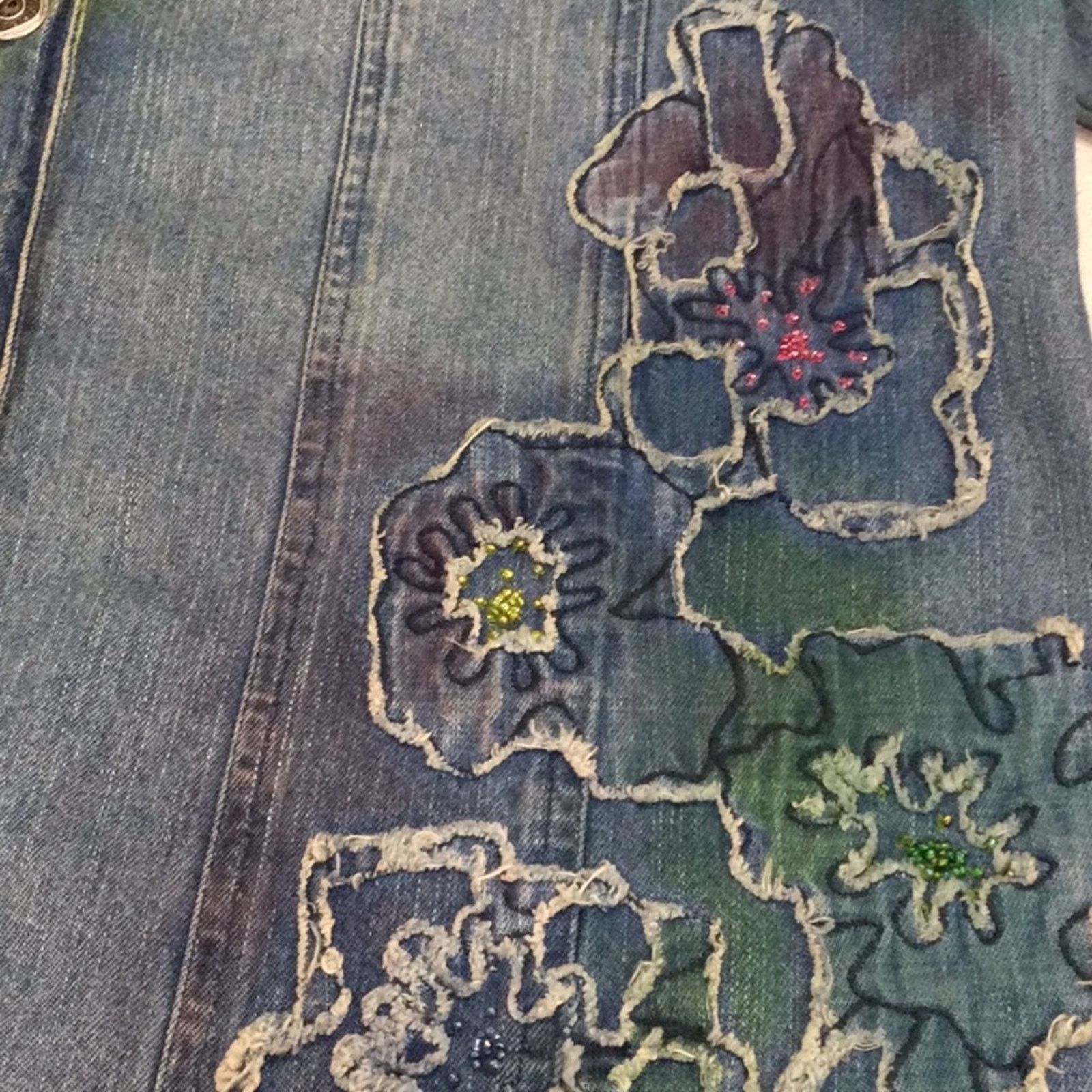 Chicos Chico's Design Vintage Artsy Beaded Jean Jacket 3/XL/16 Size XL / US 12-14 / IT 48-50 - 16 Thumbnail