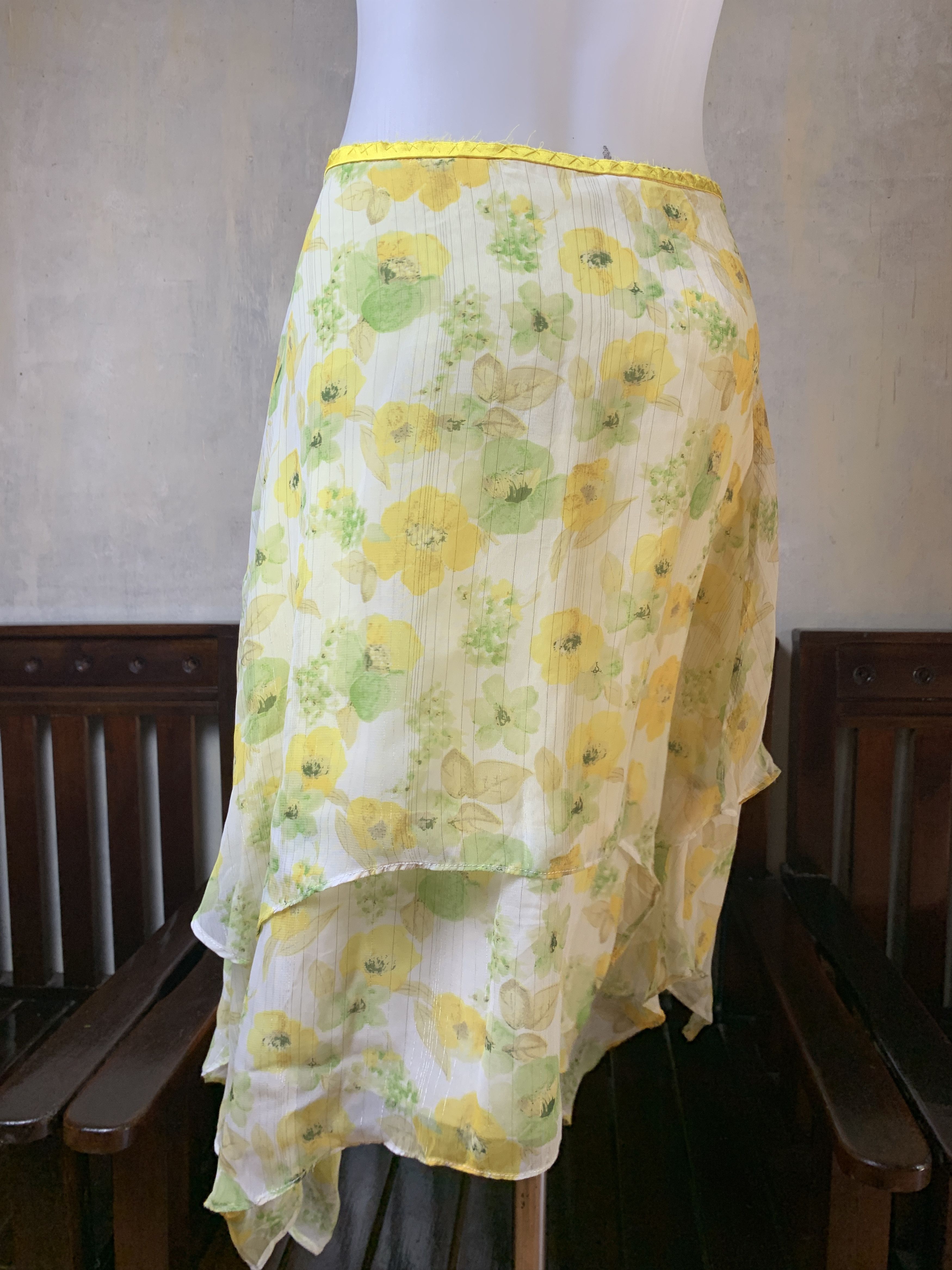 Japanese Brand 2000s Floral Ruffle Mesh Skirt (29) Size 29" - 3 Thumbnail