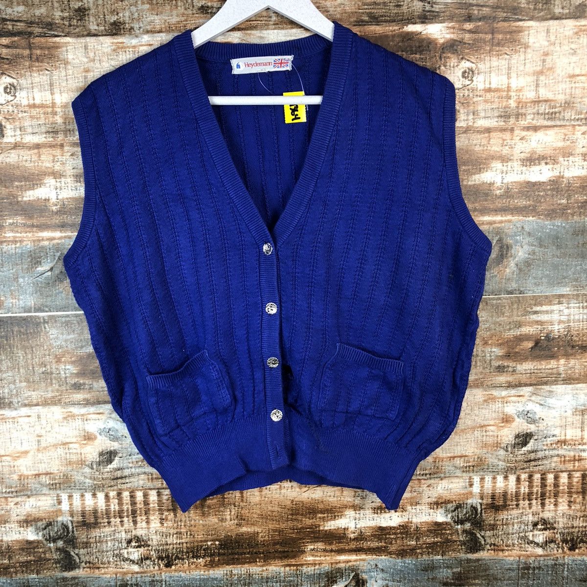 Japanese Brand × Vintage Hey Demanm Blue Vest Knitwear #A1364 Size M / US 6-8 / IT 42-44 - 6 Thumbnail