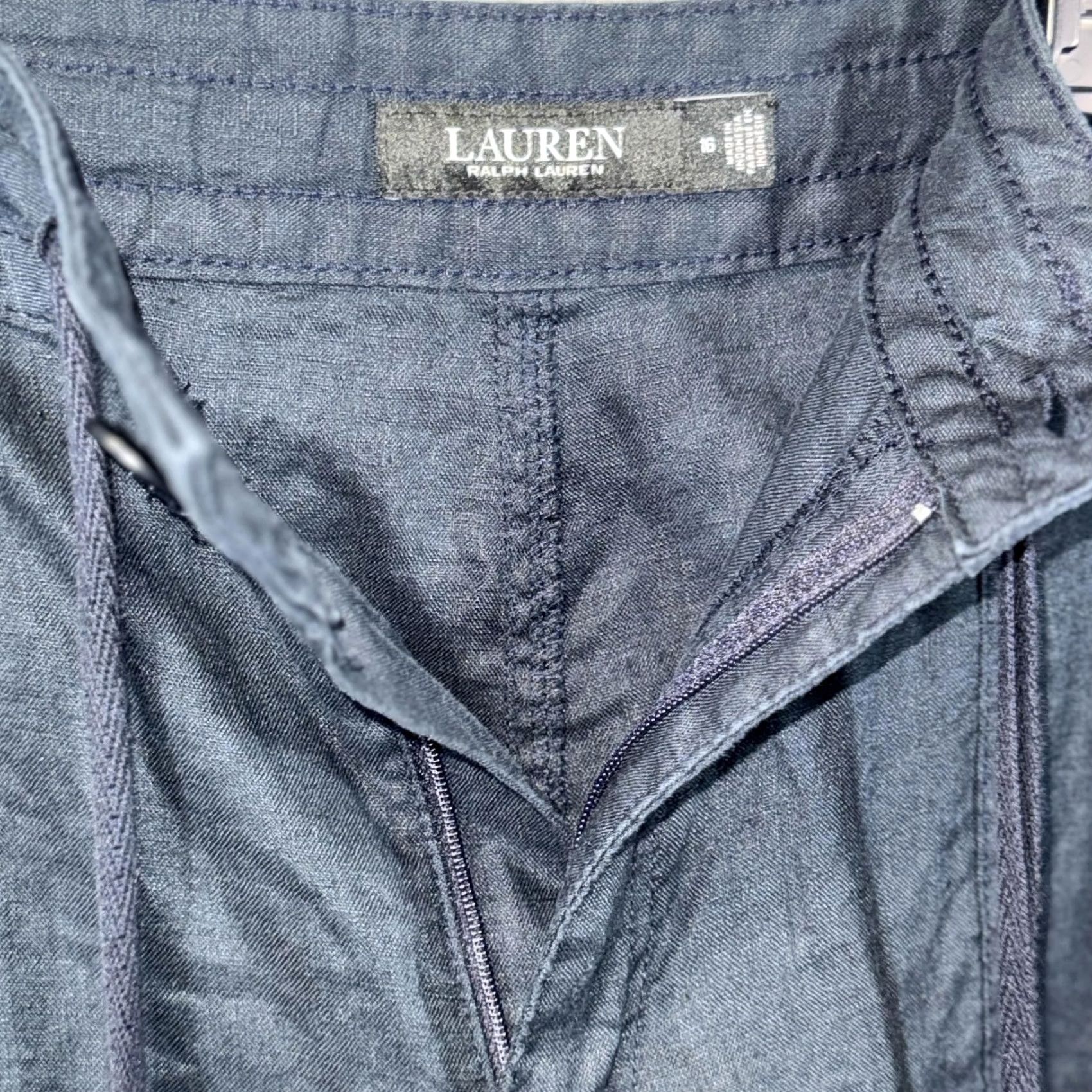 Ralph Lauren VINTAGE Lauren Ralph Lauren Pants Womens 16 Navy Linen Drawstring Relaxed Casual Beach Pants Size 38" / US 16 / IT 52 - 7 Thumbnail