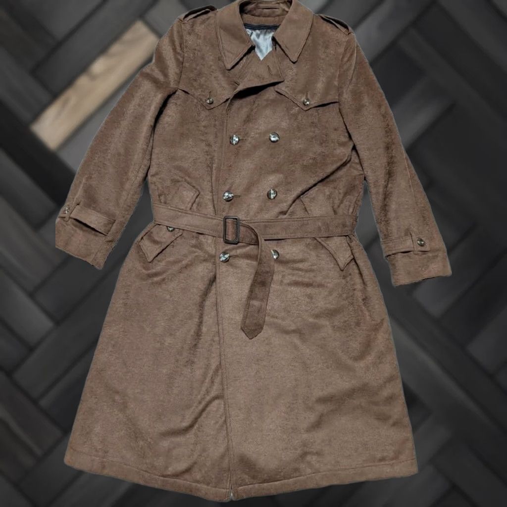 Velvet VINTAGE John Weitz Trench Coat - velvet belted brown 40L - long overcoat - Mens Size US S / EU 44-46 / 1 - 1 Thumbnail