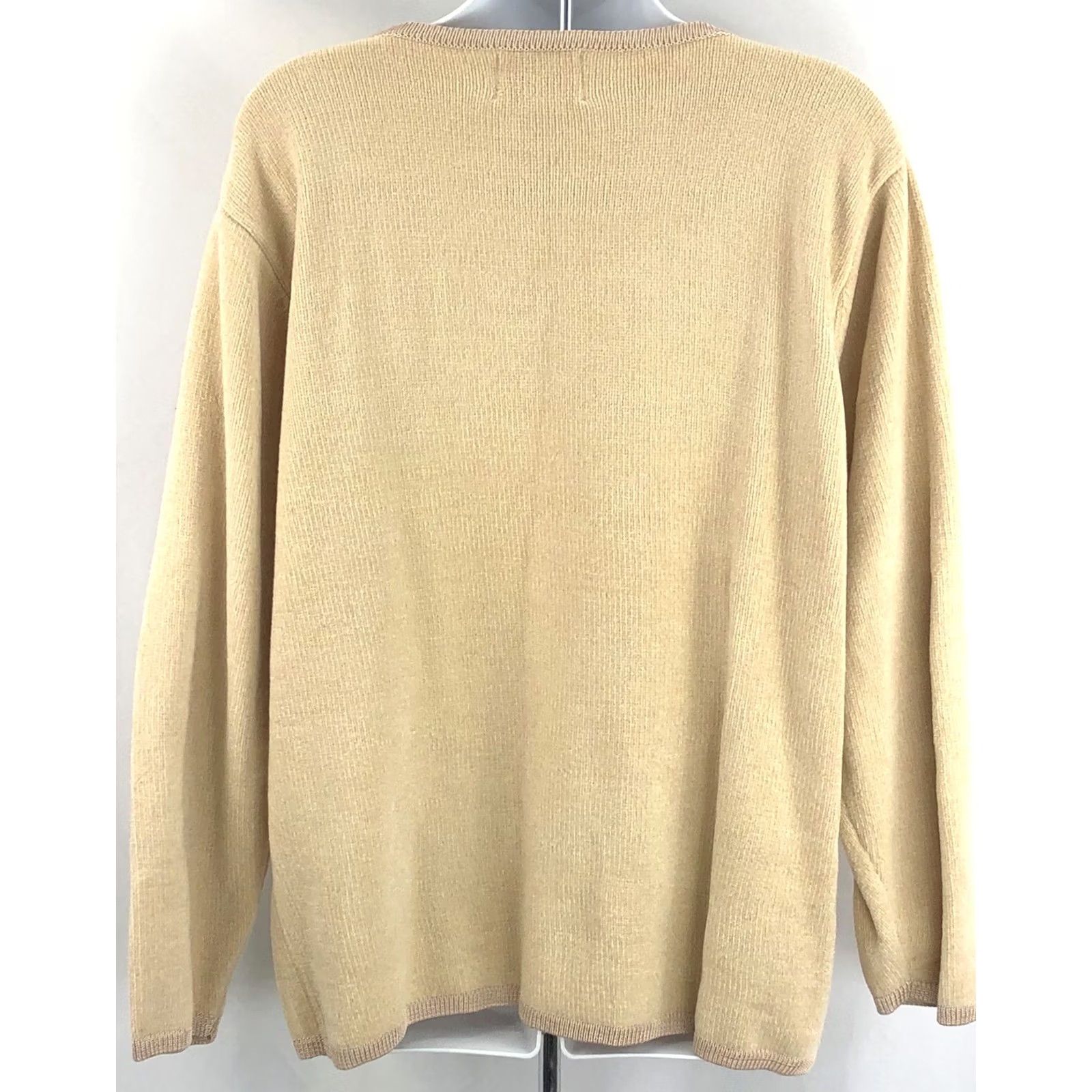 Vintage VINTAGE Jenny Chenille Knit Sweater Raglan Long Sleeve Beaded Embroidered Beige 90s Cottage Womens L Size L / US 10 / IT 46 - 3 Thumbnail
