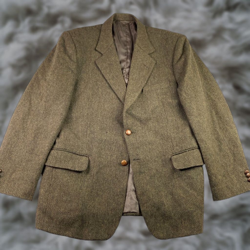 Pierre Cardin Pierre Cardin Blazer Tweed Wool Leather Buttons Notch Lapel Single-Breasted 42 R Classic Brown Red Italy Men Men’s Vintage No Size 42R - 1 Thumbnail