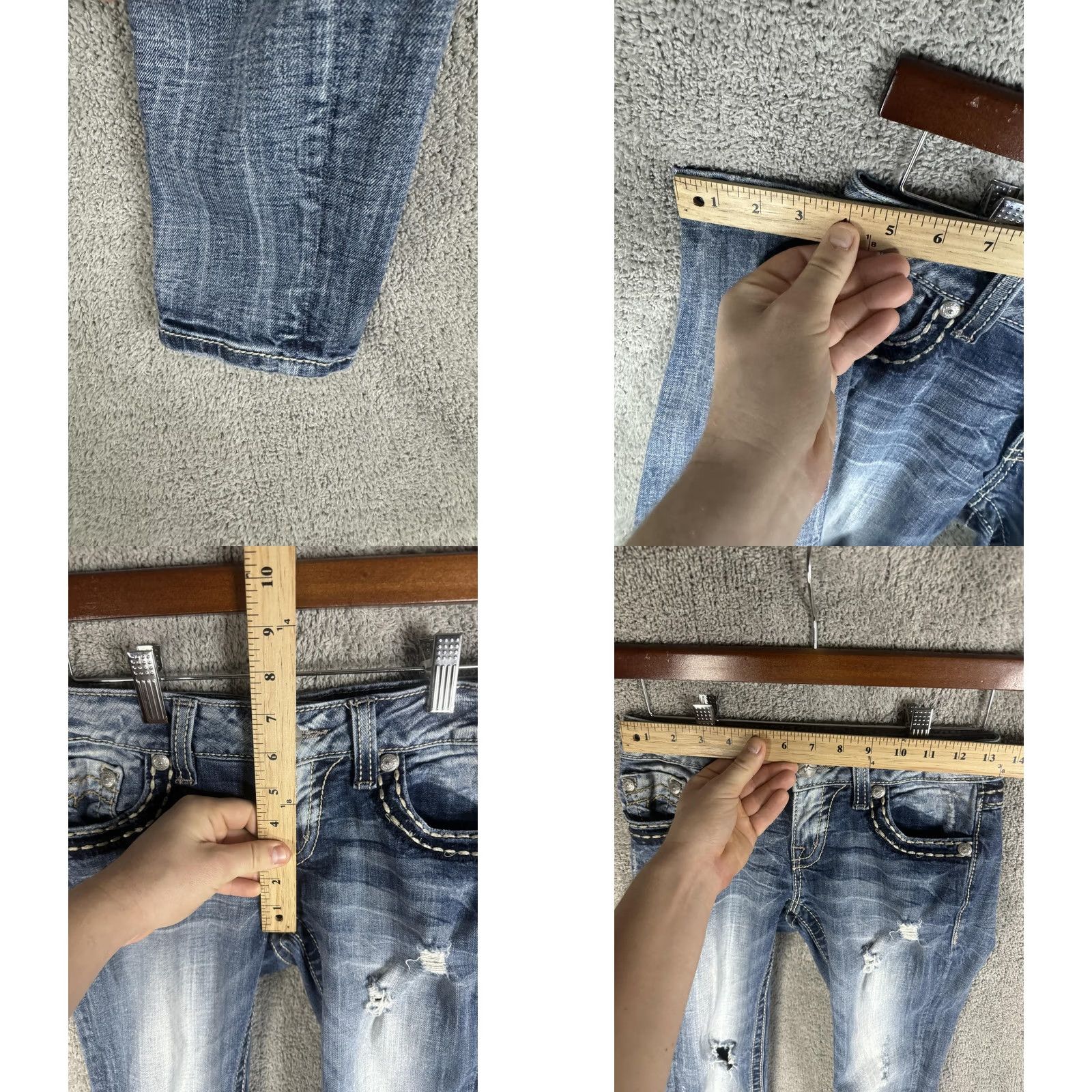 Miss Me Miss Me Jeans Womens 26 Blue Ankle Cropped Skinny Distressed Embellished Slim Embroidered Pockets Size 26" / US 2 / IT 38 - 8 Thumbnail