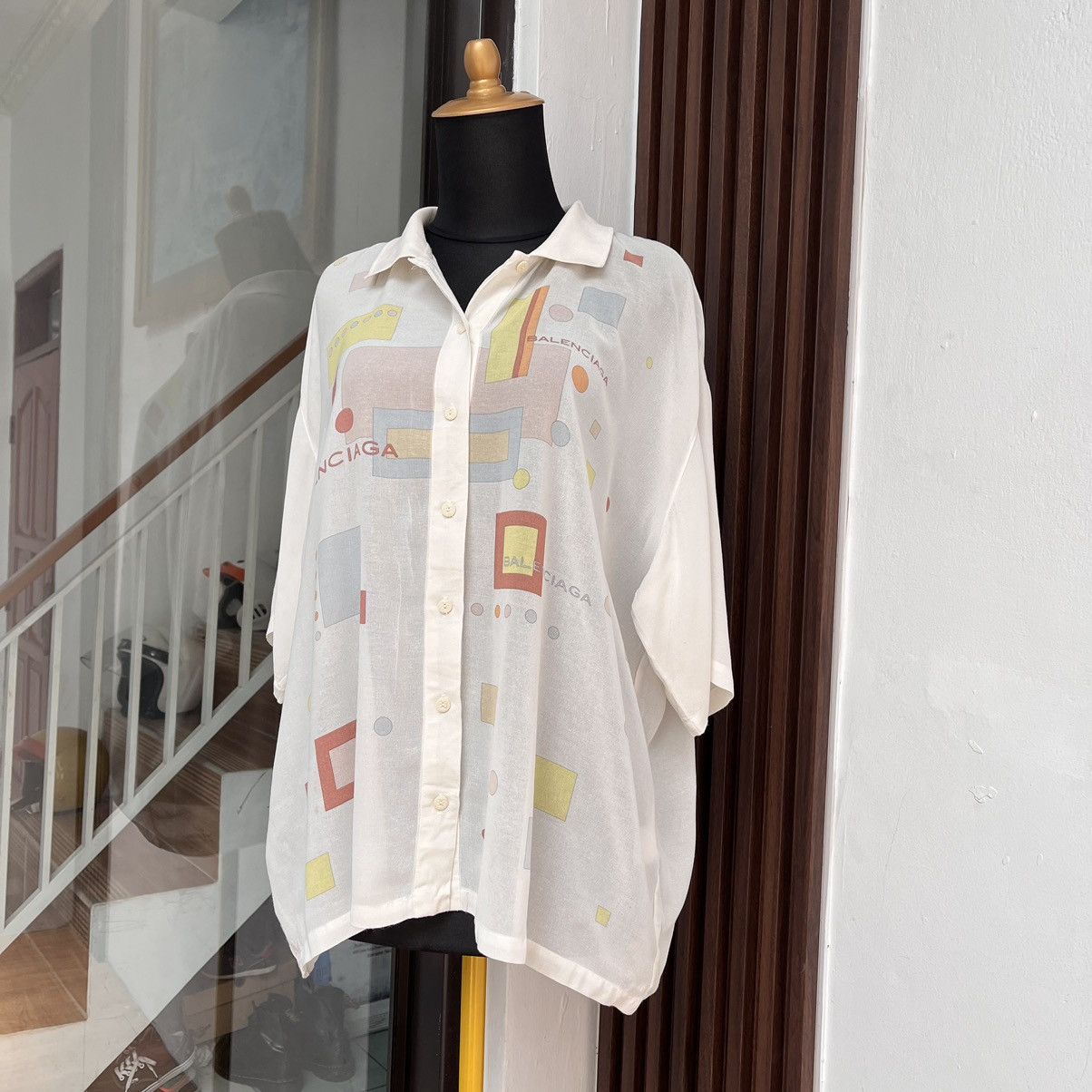 Balenciaga ⚡️Verry Rare Balenciaga Button Ups Big Script Logo100% Rayon Size US L / EU 52-54 / 3 - 3 Thumbnail