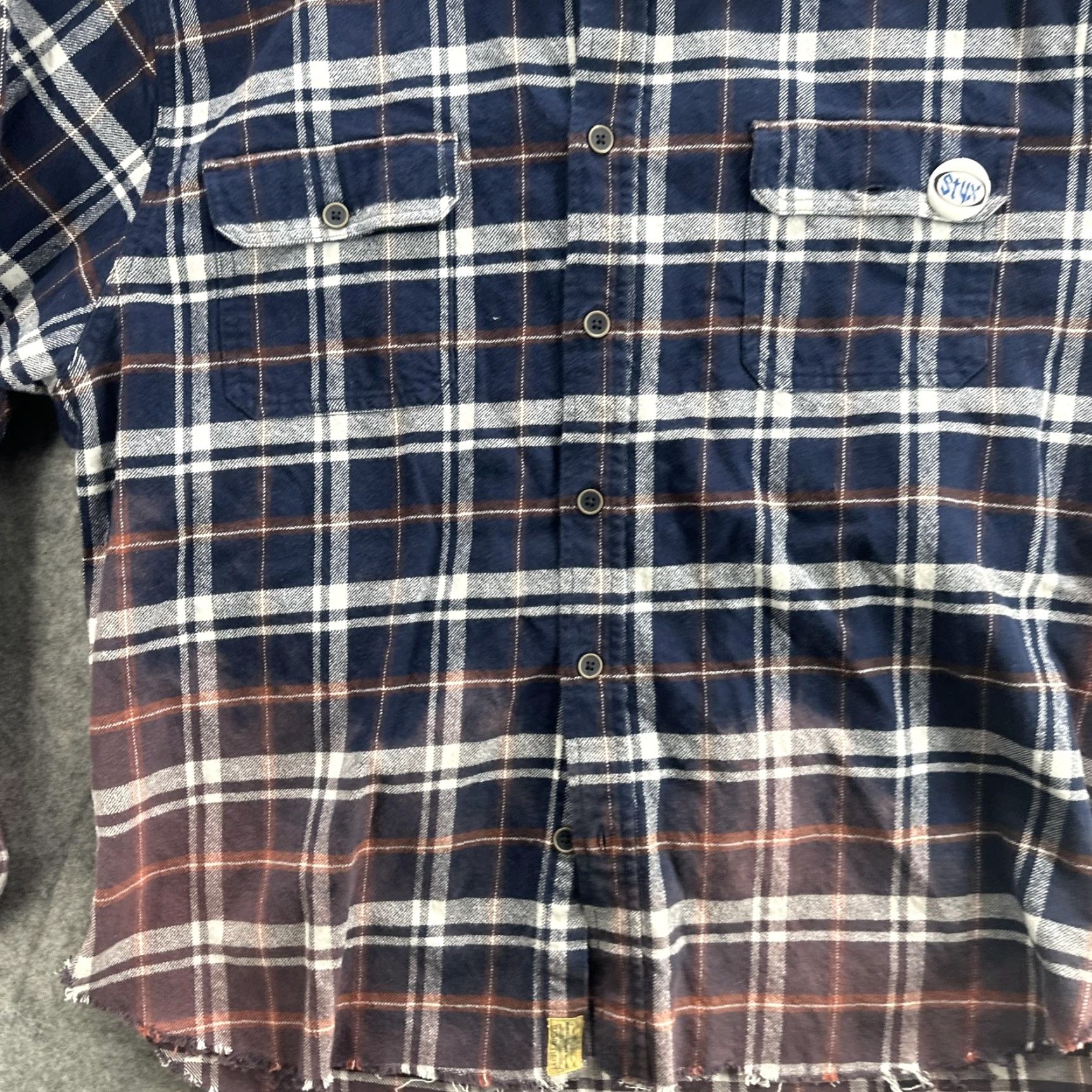 VINTAGE Styx Band Shirt Men's Large Flannel Plaid Distressed 70s Rock Tour Retro Music