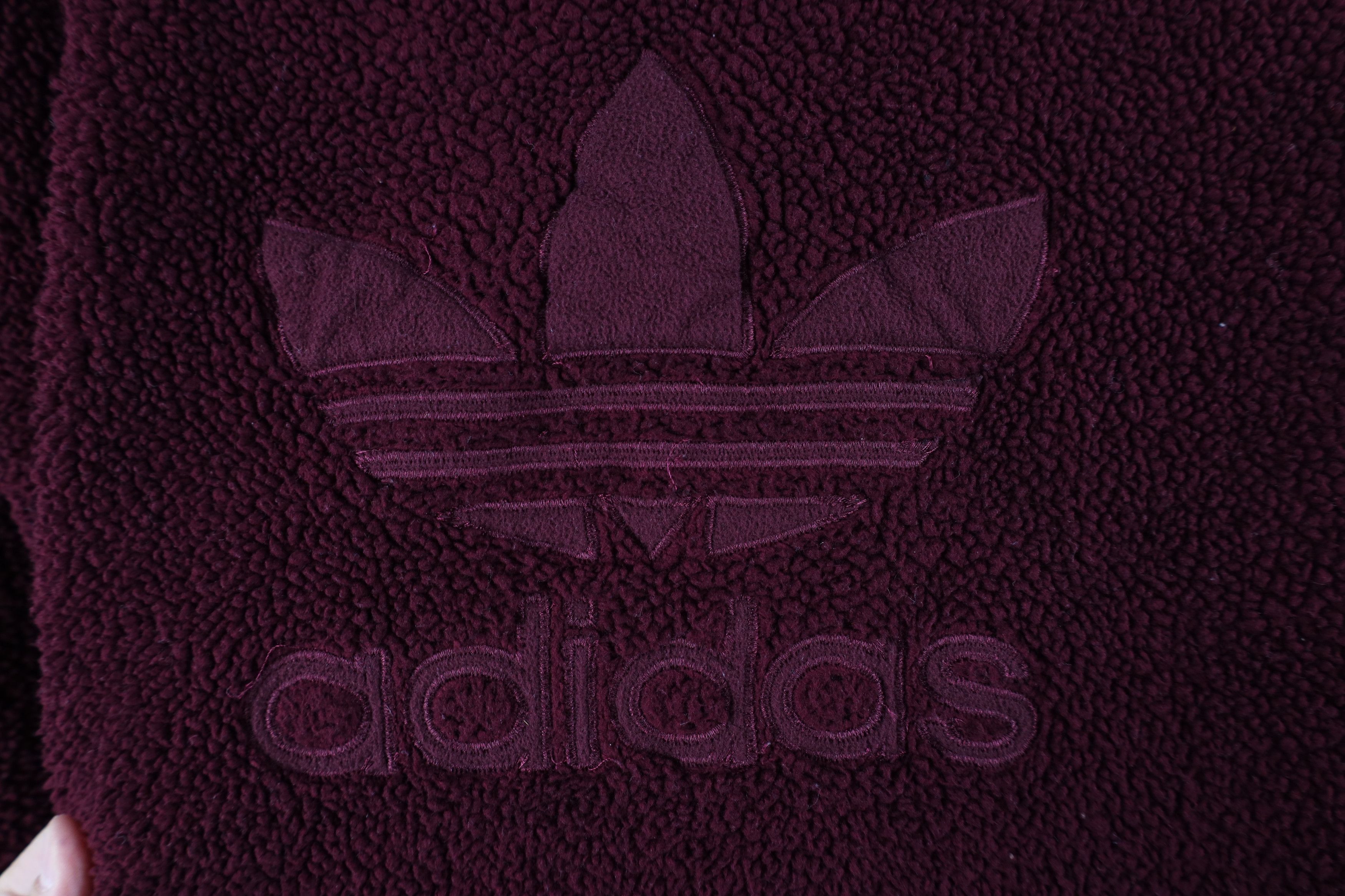 Adidas × Vintage Y2K Adidas Trefoil Logo Deep Pile Fleece Hoodie Purple Size S / US 4 / IT 40 - 4 Thumbnail
