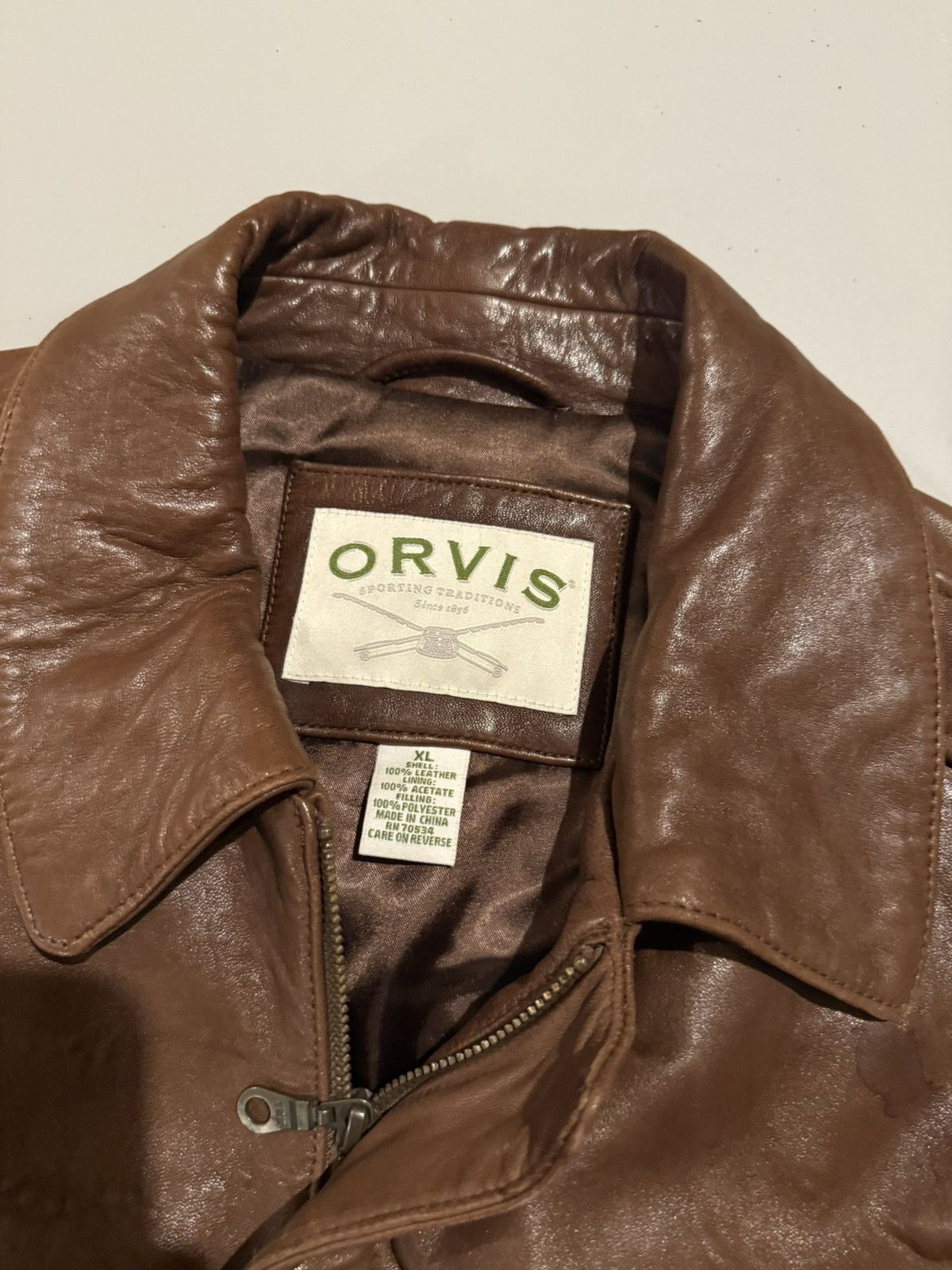 Orvis Vintage 90s Orvis Genuine Leather A-2 Bomber Style Jacket XL Size US XL / EU 56 / 4 - 5 Thumbnail