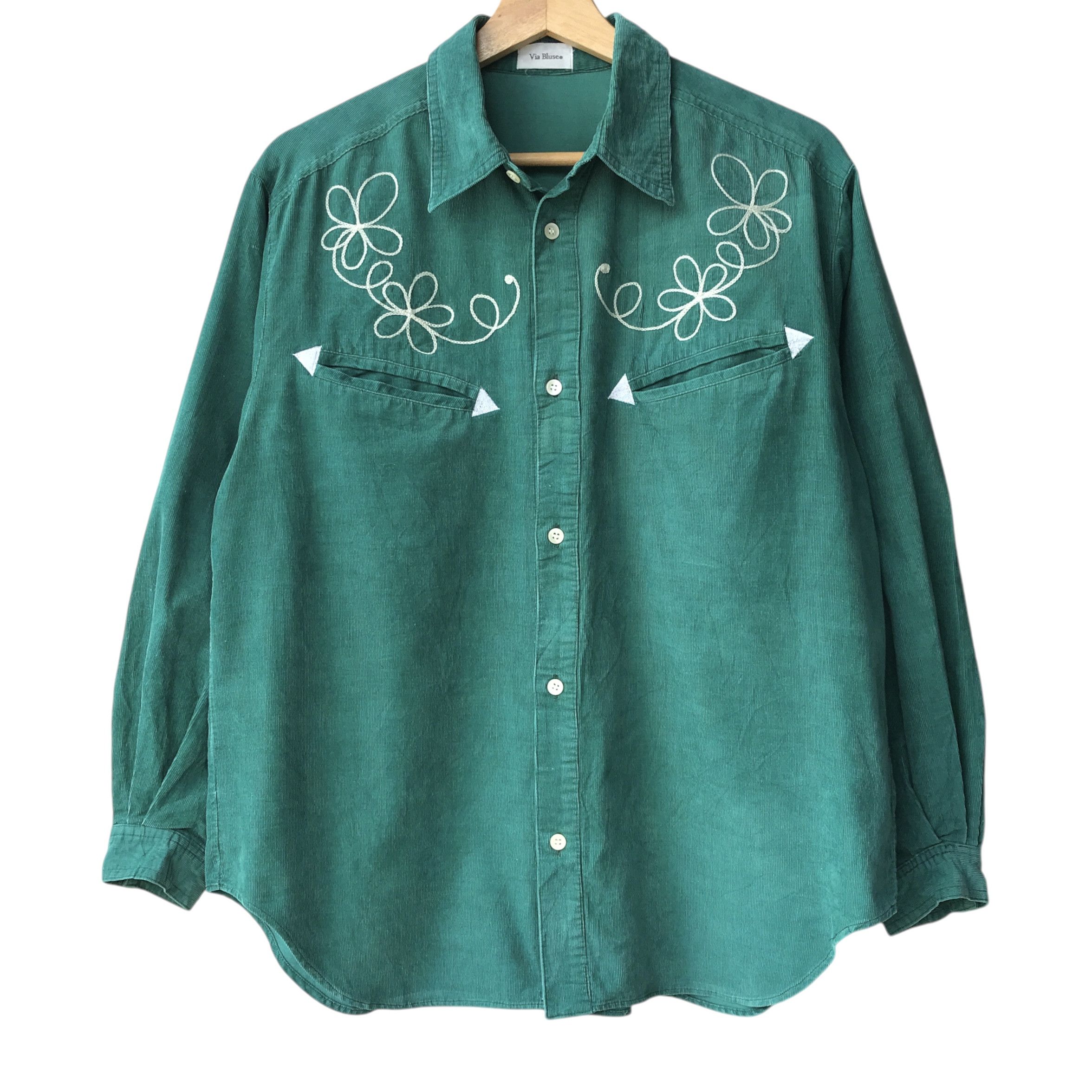 Via Bluse Japanese Brand Corduroy Western Shirt