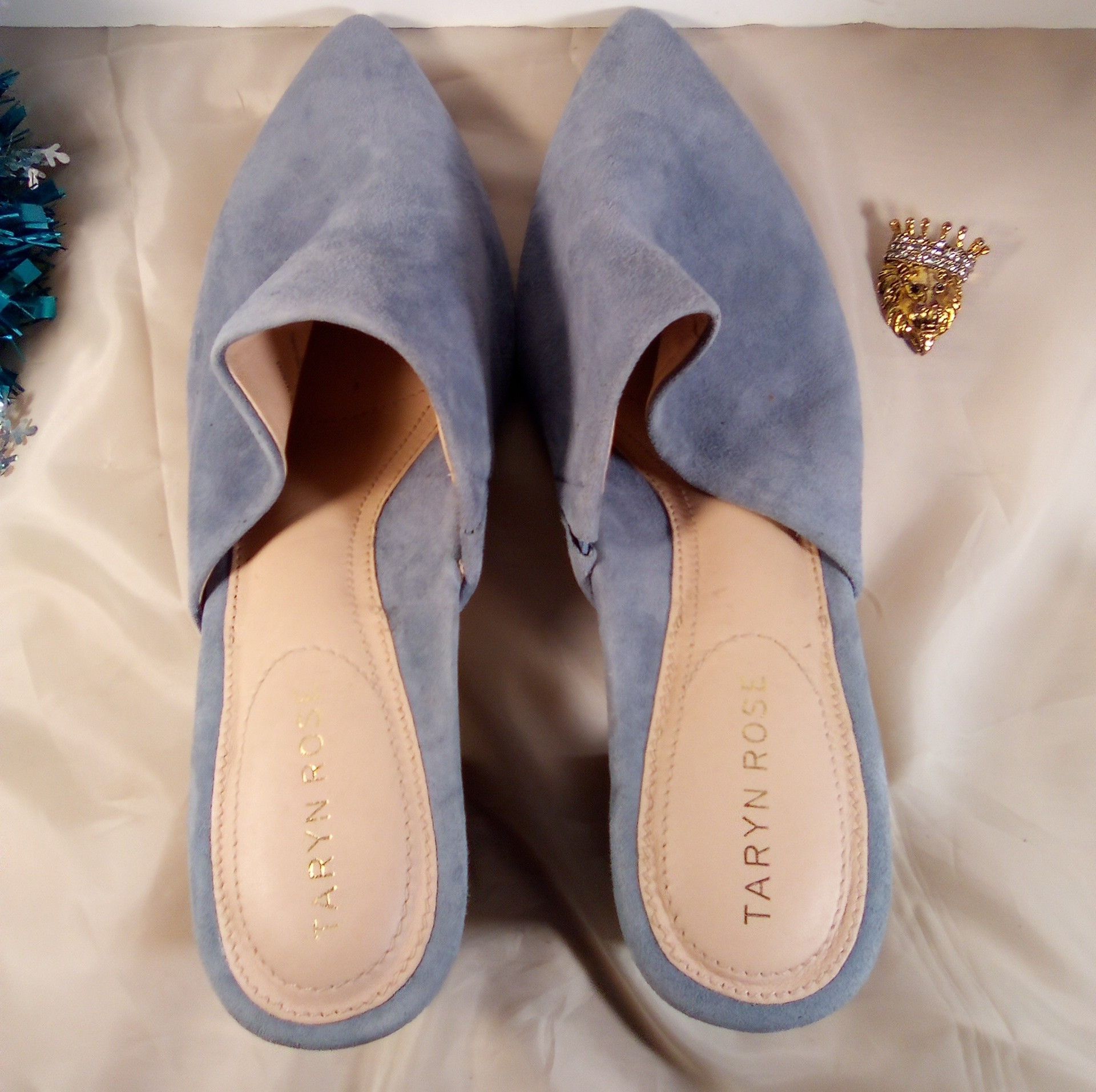 Other TARYN ROSE LIGHT BLUE SUEDE LEATHER SLIDER CASUAL SANDAL 9M Size US 9 / IT 39 - 6 Thumbnail