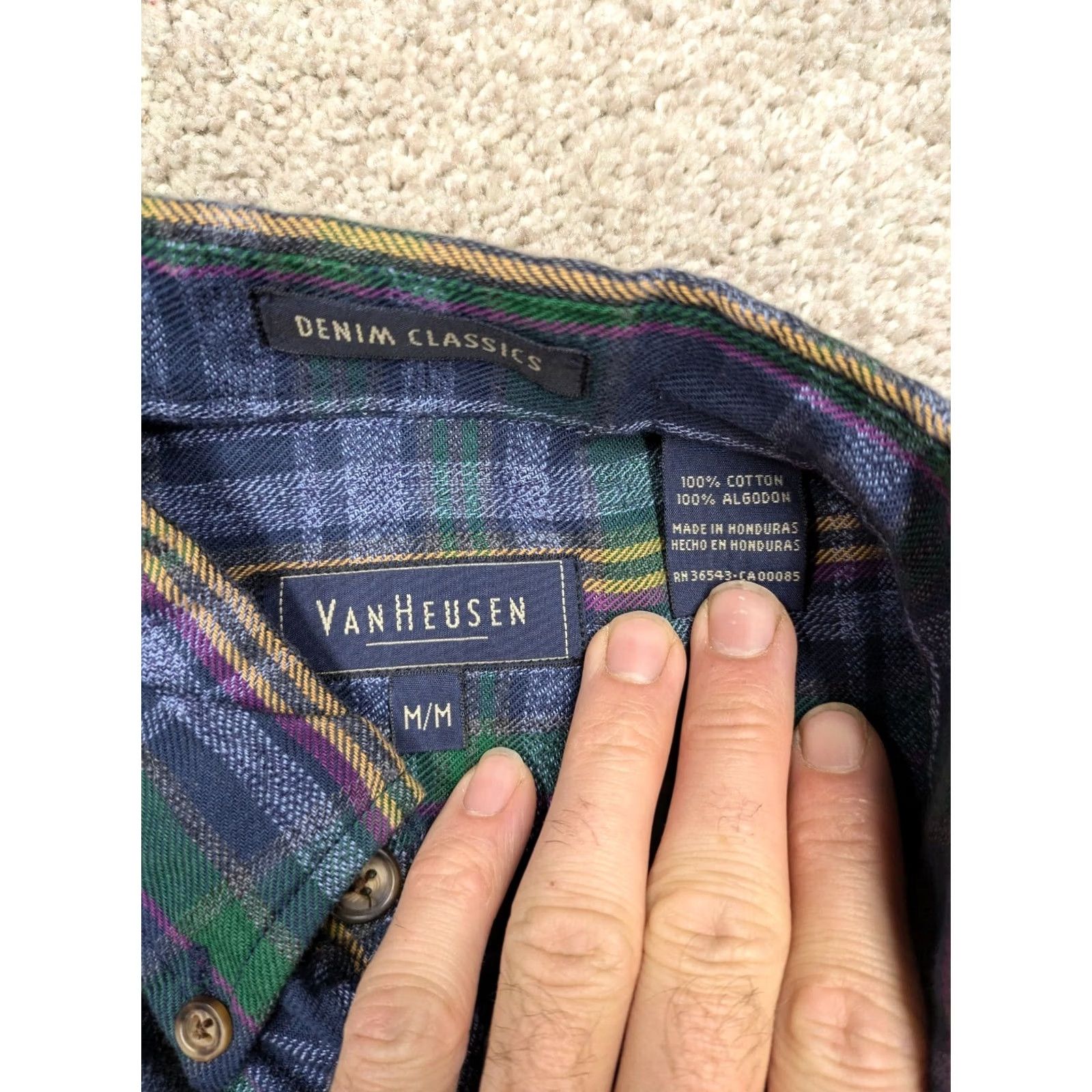 Van Heusen VINTAGE Van Heusen Shirt Mens Medium Blue Button Cotton Denim 80s 90 Classic NWT Size US M / EU 48-50 / 2 - 5 Thumbnail