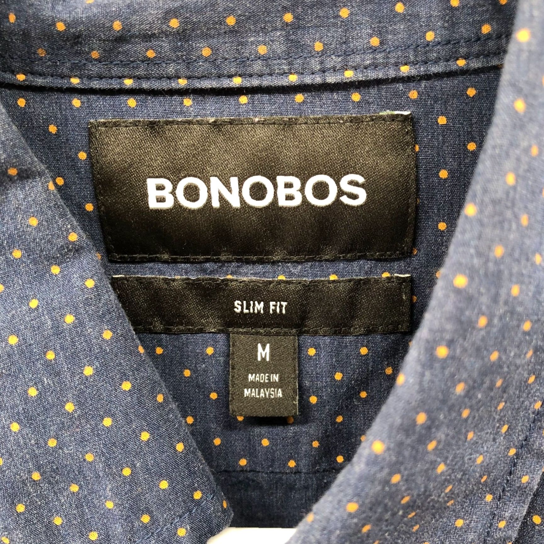 Bonobos Bonobos Long Sleeve Button Down Shirt Mens M Slim Fit Navy Yellow Polka Dot Size US M / EU 48-50 / 2 - 5 Thumbnail