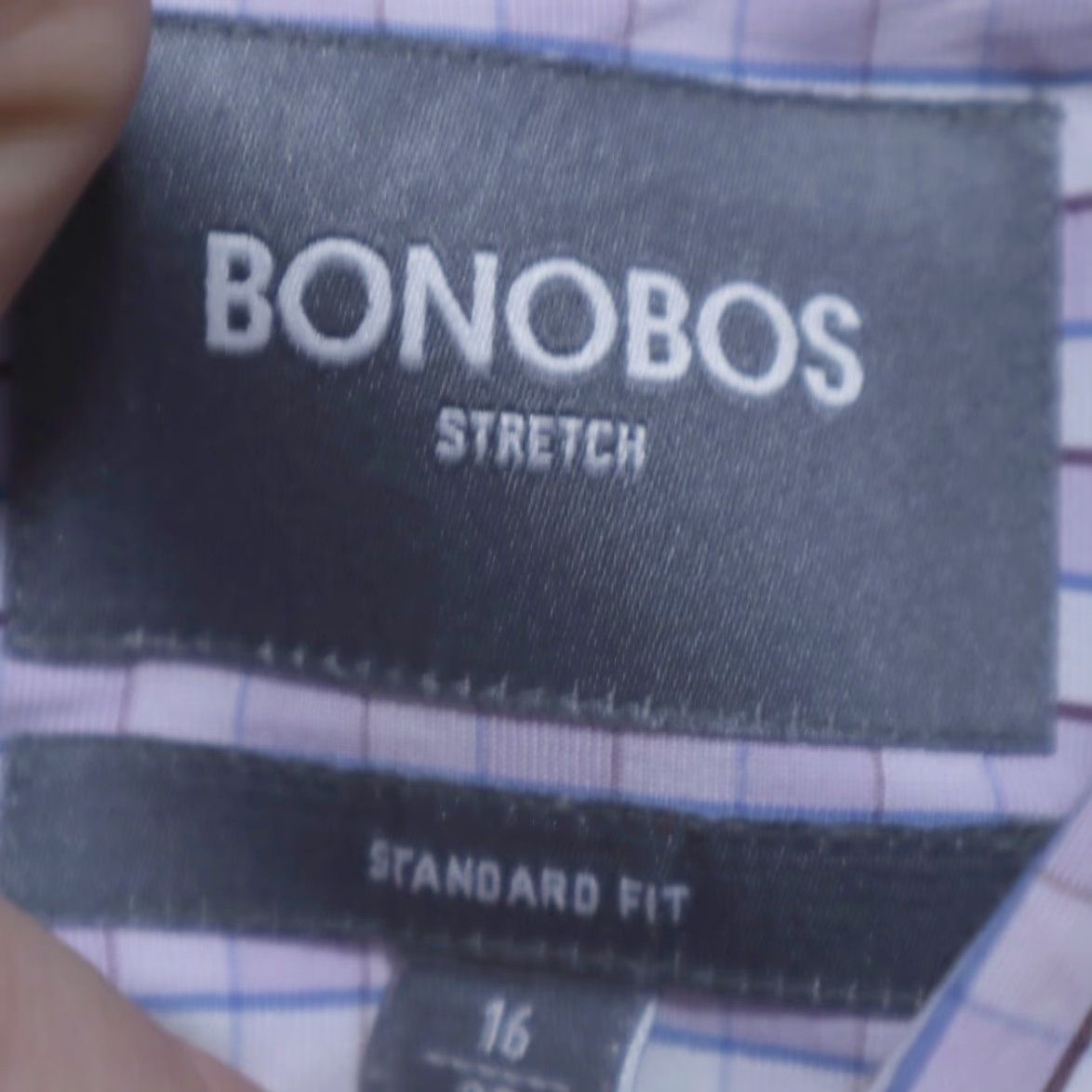 Bonobos Bonobos Shirt Nylon Stretch Cotton Blend Gingham Long Sleeve Button Up Purple Men's L Size US L / EU 52-54 / 3 - 5 Thumbnail