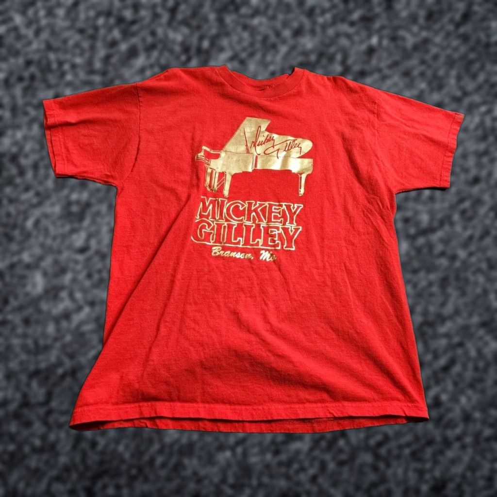 Fruit Of The Loom VINTAGE Men's XL Mickey Gilley Theatre Branson Missouri Country T-Shirt 2000s Red Short Sleeve Size US XL / EU 56 / 4 - 1 Thumbnail