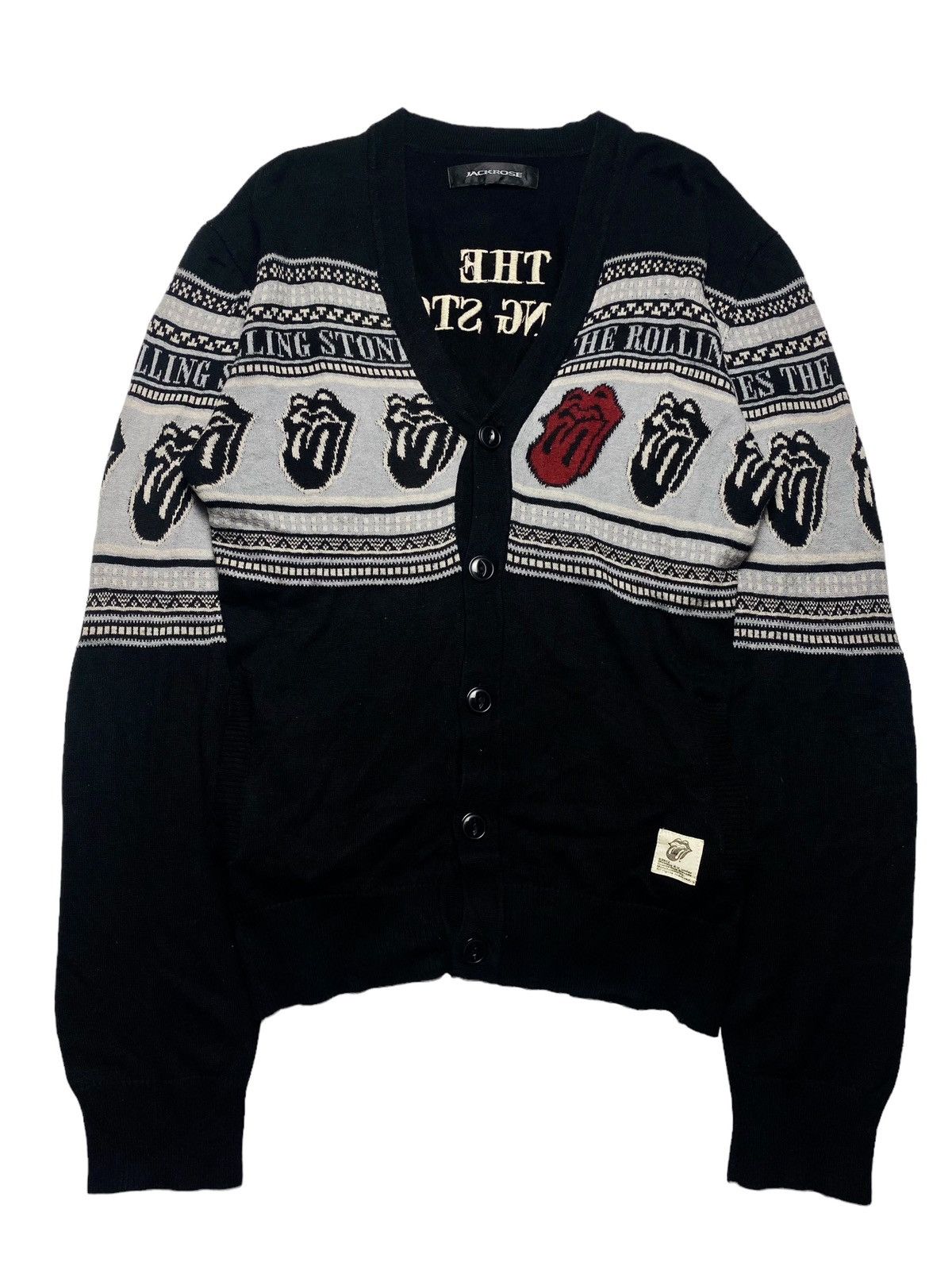 image of 14Th Addiction x Jack Rose 2012 Jackrose X Rolling Stone - Knitted Cardigan in Black (Size Medium)