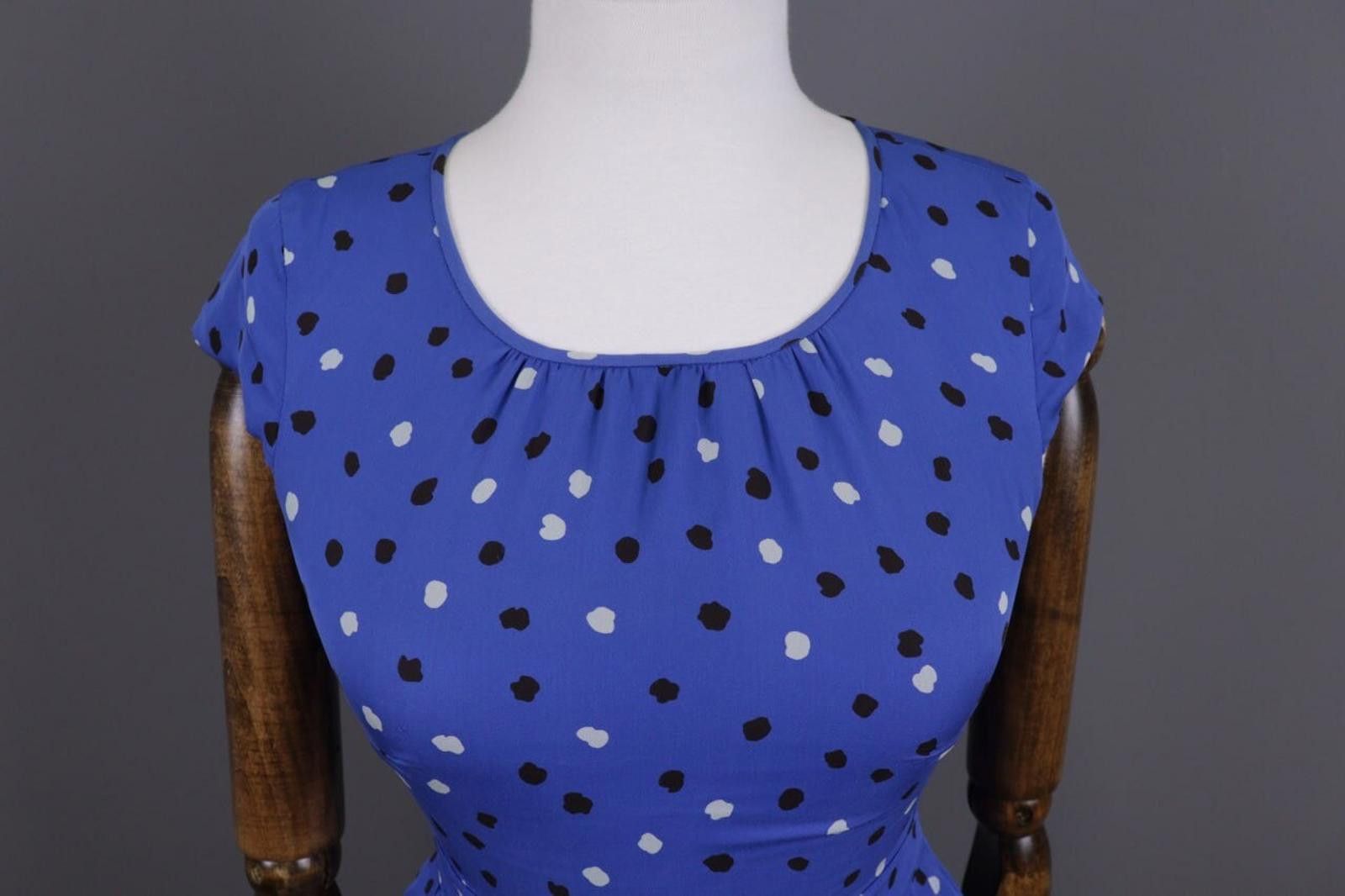 J.Crew J. Crew Blue Printed Silk Short Sleeve Dress Size 00 / XS Size L / US 10 / IT 46 - 4 Thumbnail
