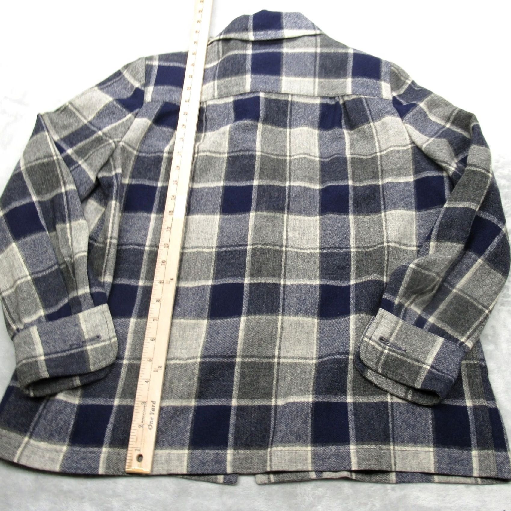 Pendleton VINTAGE Pendleton Wool Shirt Jacket Womens Large Blue Plaid Pockets USA Made VTG 50's Woman Shirt Jacket Blue Size L / US 10 / IT 46 - 7 Thumbnail