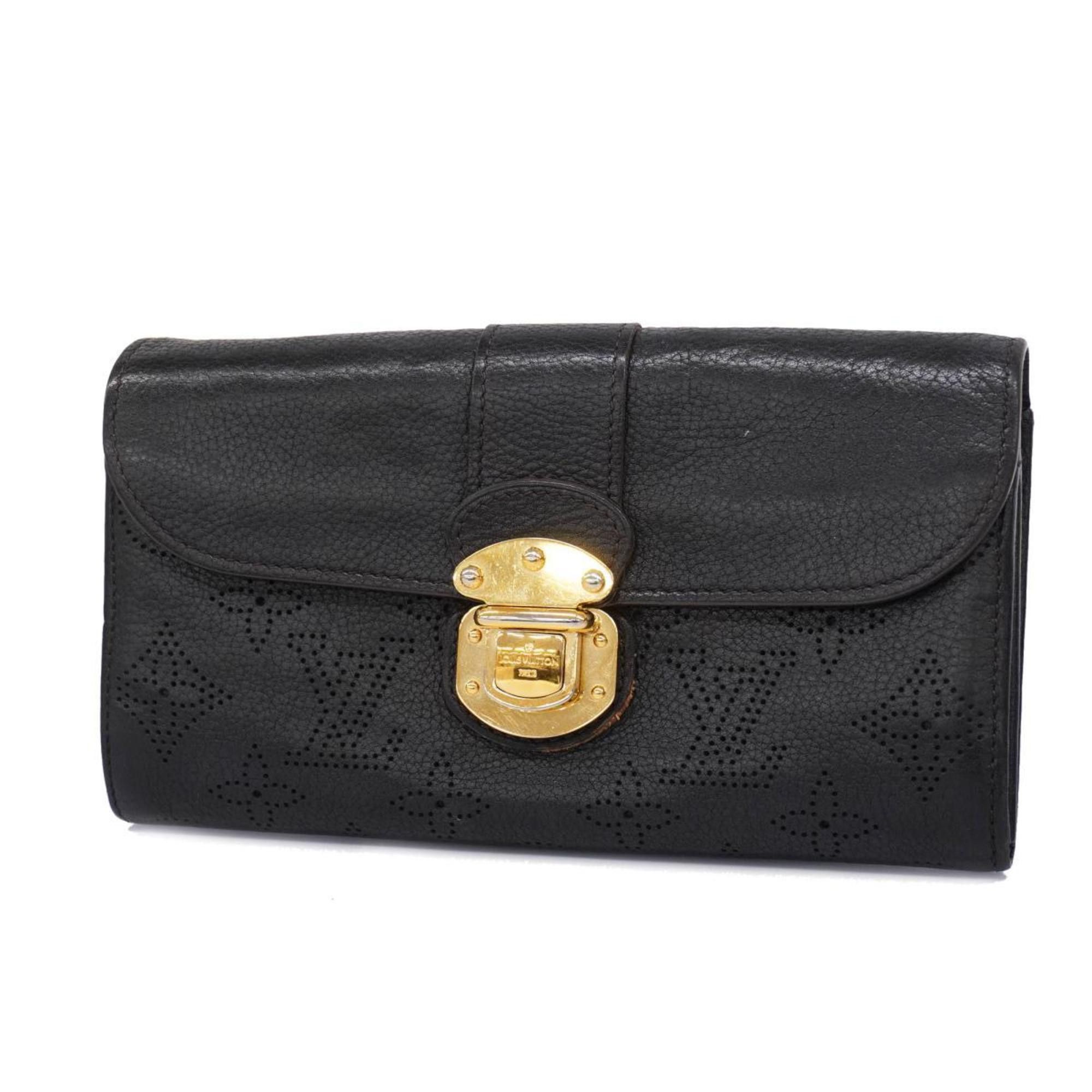 image of Louis Vuitton Long Wallet Mahina Portefeuille Iris M58163 Black Ladies, Women's