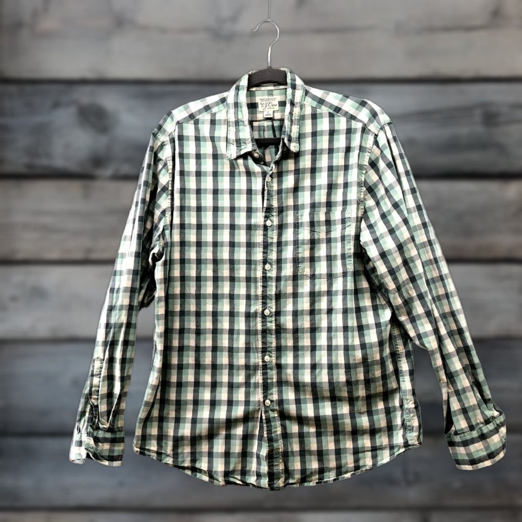 J.Crew J. Crew Long Sleeve Button-Down Shirt Mens L Green Plaid Secret Wash Classic Shirt Men L Green Plaid Secret Wash Shirting Classic Size US L / EU 52-54 / 3 - 1 Thumbnail