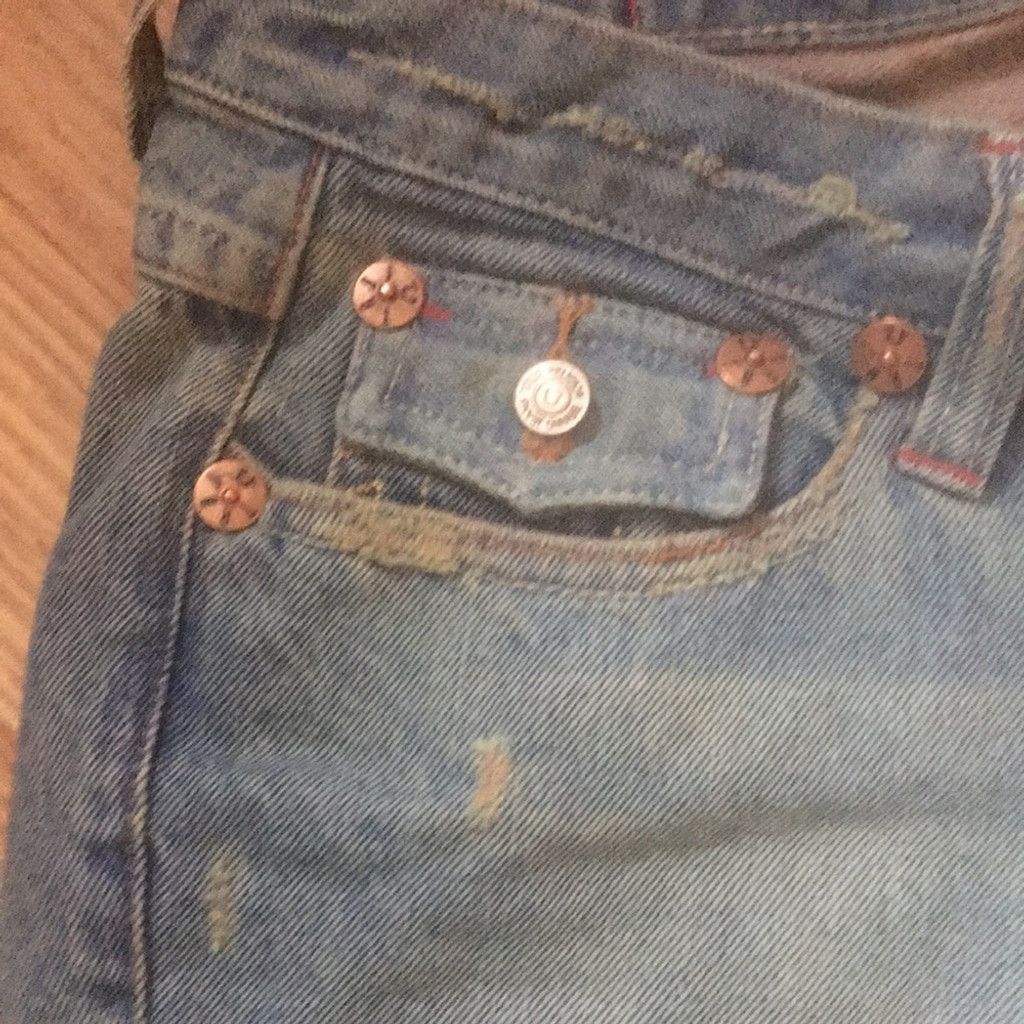 True Religion True Religion Flare Leg Distressed Jeans: Size 28 Size 28" / US 6 / IT 42 - 3 Thumbnail