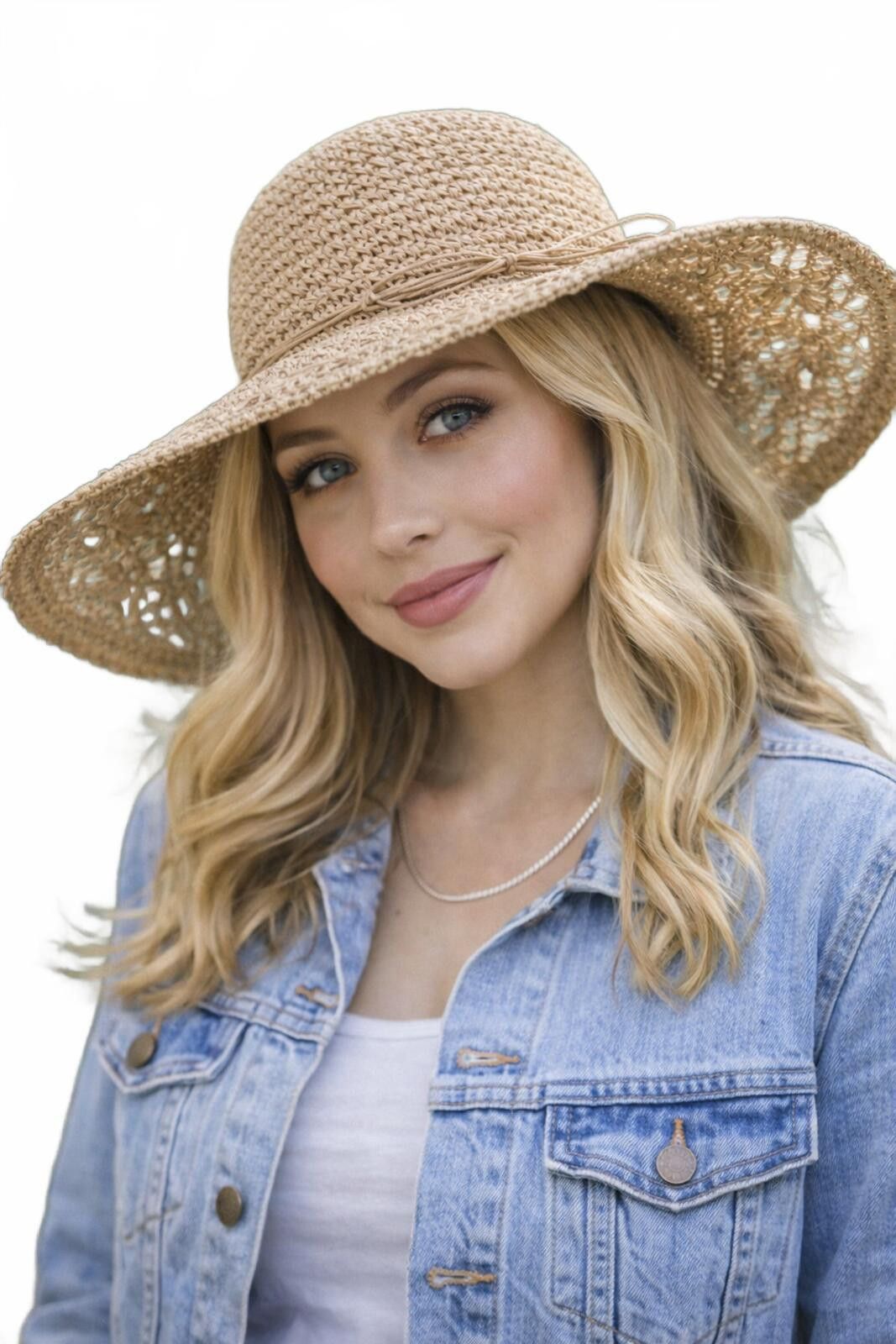 Other Tropical Trends Straw Sun Hat Floral Brim One Size Boho Fun Size ONE SIZE - 1 Thumbnail
