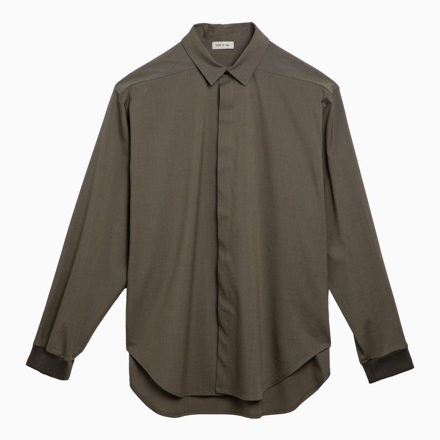 image of Fear Of God O1D2Blof0424 Button Shirt In Olive, Men's (Size XL)