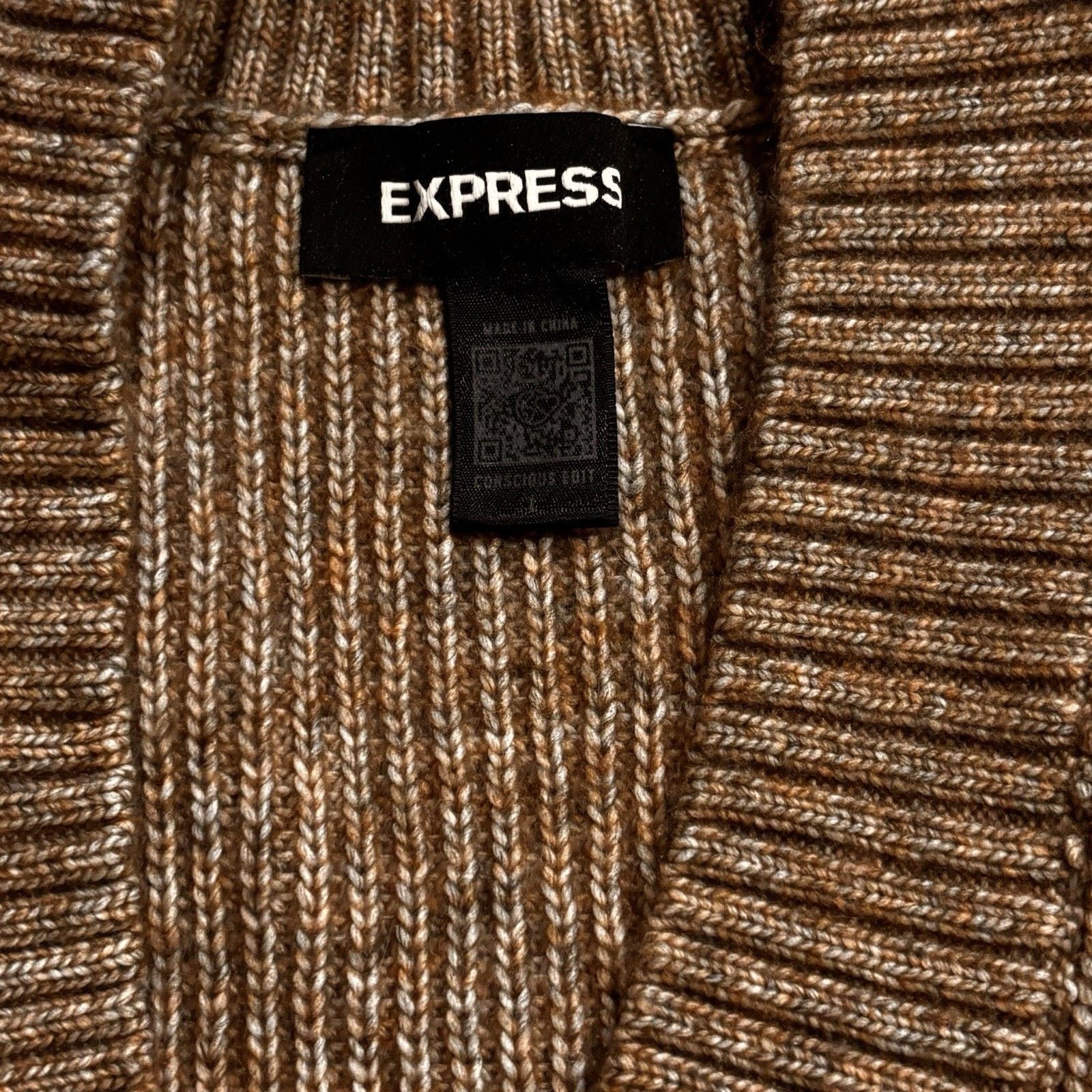Express Wool Blend Men's Cardigan Tan Heather Size Large - Express Size US L / EU 52-54 / 3 - 3 Thumbnail