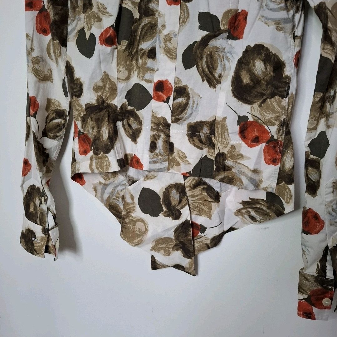 Dolce & Gabbana DOLCE & GABBANA Beige Floral Roses Buttoned Shirt Size XS / US 0-2 / IT 36-38 - 7 Thumbnail