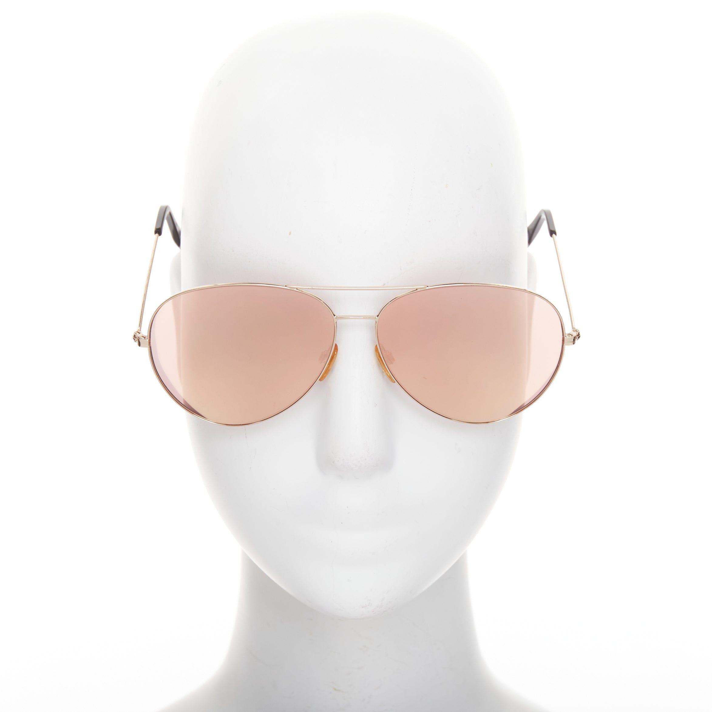 Victoria Beckham VICTORIA BECKHAM VB51 137 handmade mirrored rose tint lens pilot aviator sunglasses Size ONE SIZE - 1 Thumbnail